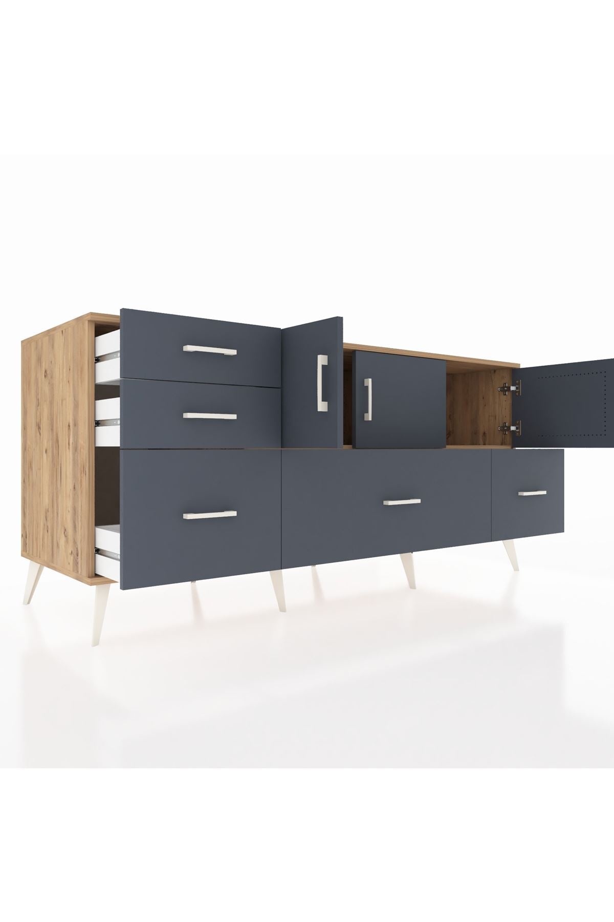 Kronos Konsol 2 Raflı 5 Çekmeceli 3 Kapaklı 176x59x83 - S610M030V26C