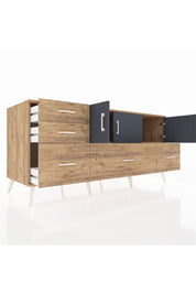 Kronos Konsol 2 Raflı 5 Çekmeceli 3 Kapaklı 176x59x83 - S610M030V27C