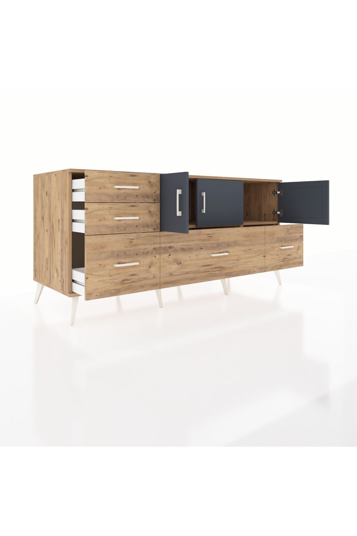 Kronos Konsol 2 Raflı 5 Çekmeceli 3 Kapaklı 176x59x83 - S610M030V27C