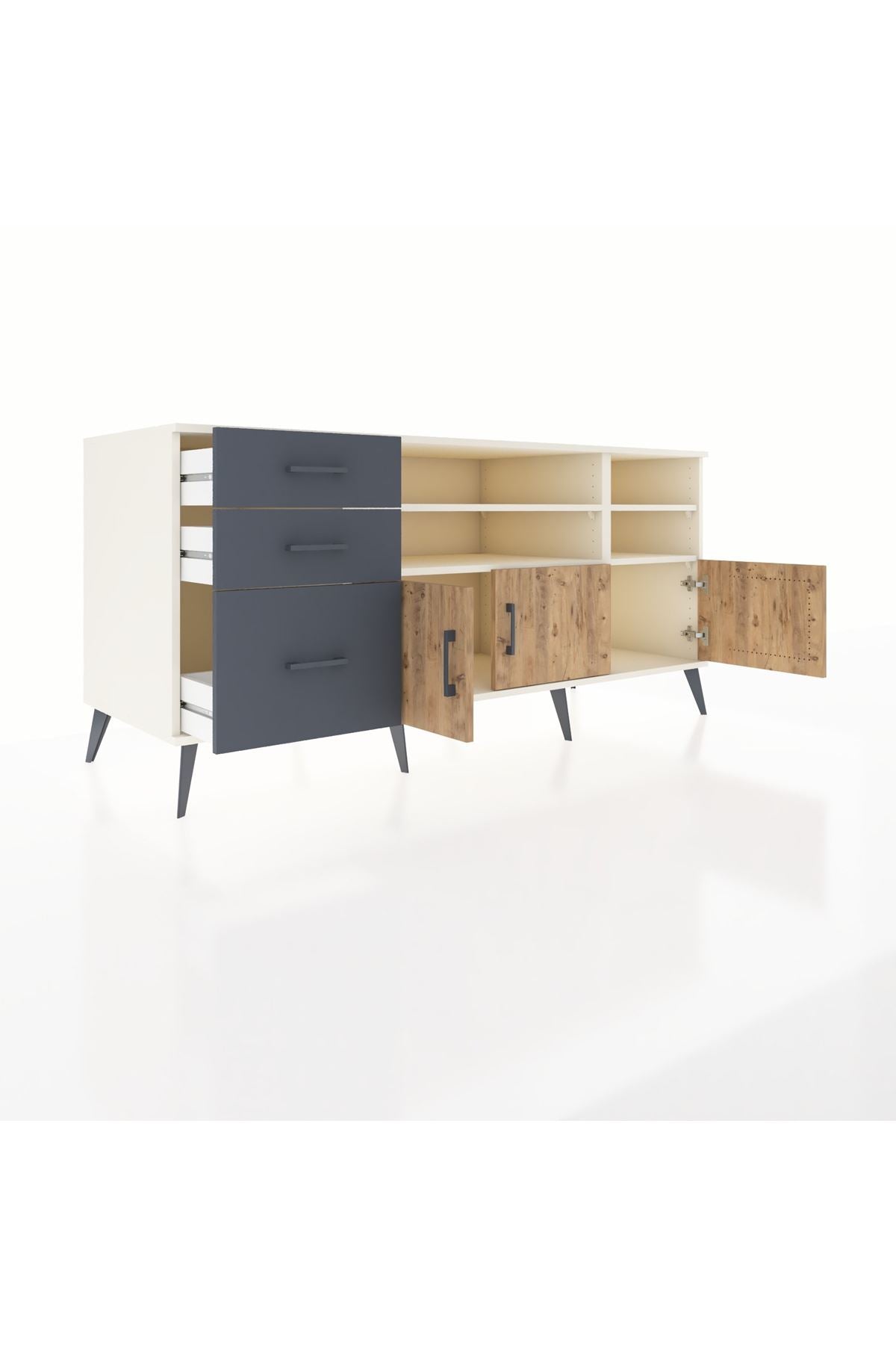 Kronos Konsol 4 Raflı 3 Çekmeceli 3 Kapaklı 176x59x83 - S610M031V02C