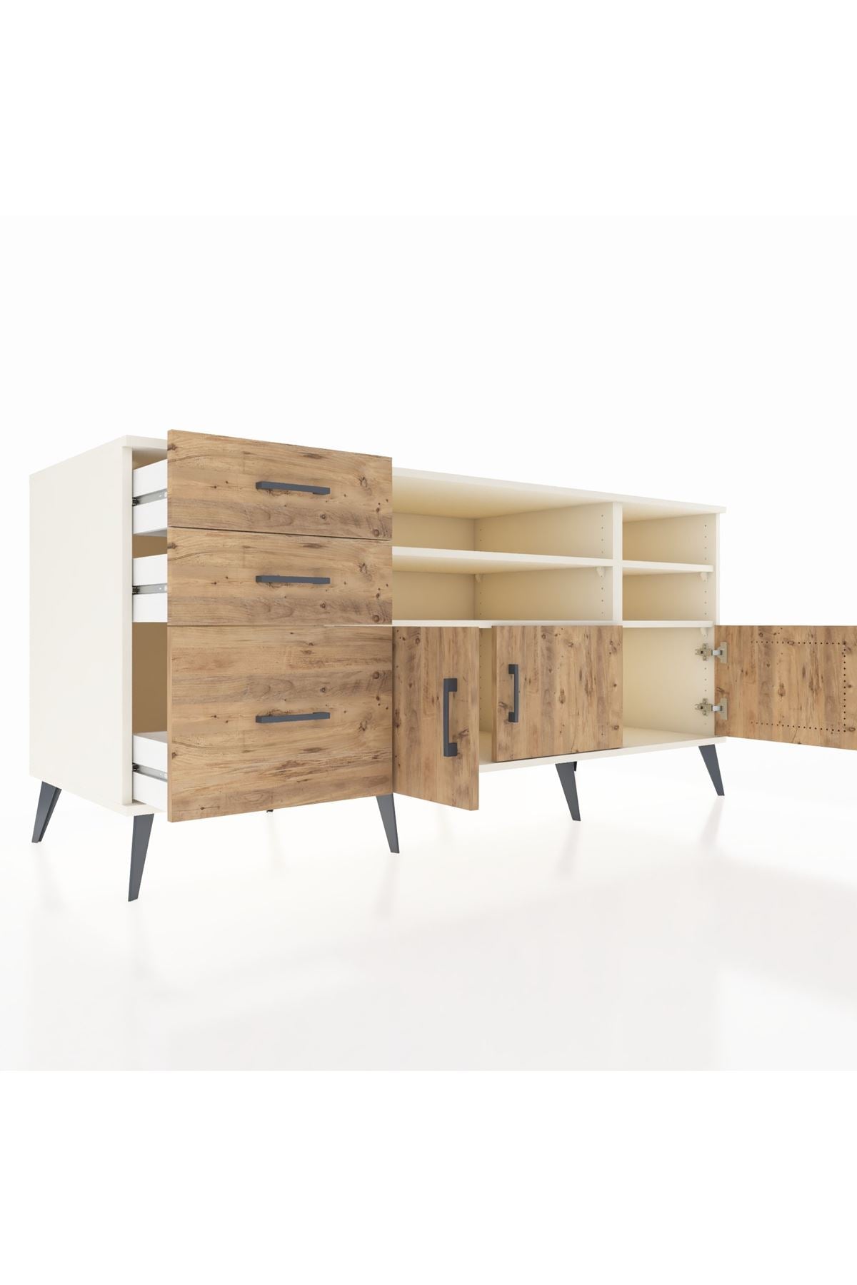 Kronos Konsol 4 Raflı 3 Çekmeceli 3 Kapaklı 176x59x83 - S610M031V03C