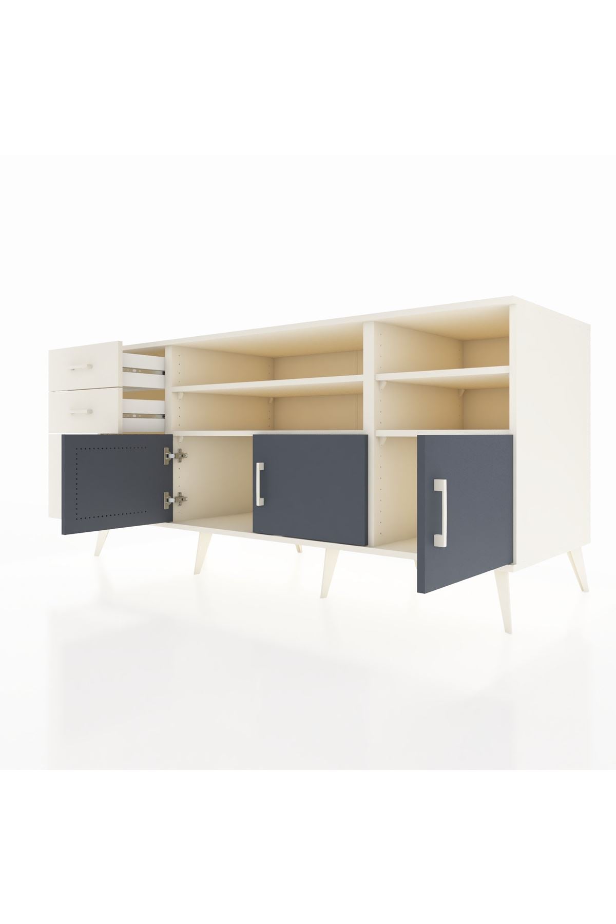 Kronos Konsol 4 Raflı 3 Çekmeceli 3 Kapaklı 176x59x83 - S610M031V07C