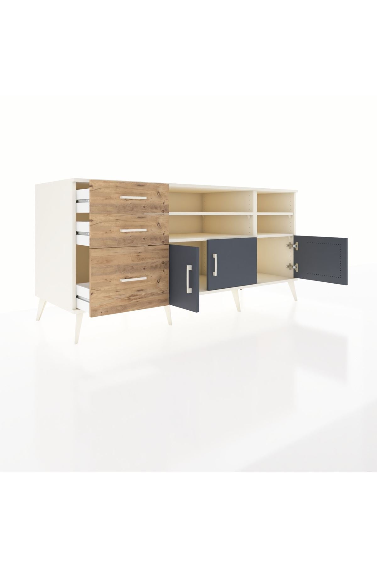 Kronos Konsol 4 Raflı 3 Çekmeceli 3 Kapaklı 176x59x83 - S610M031V09C