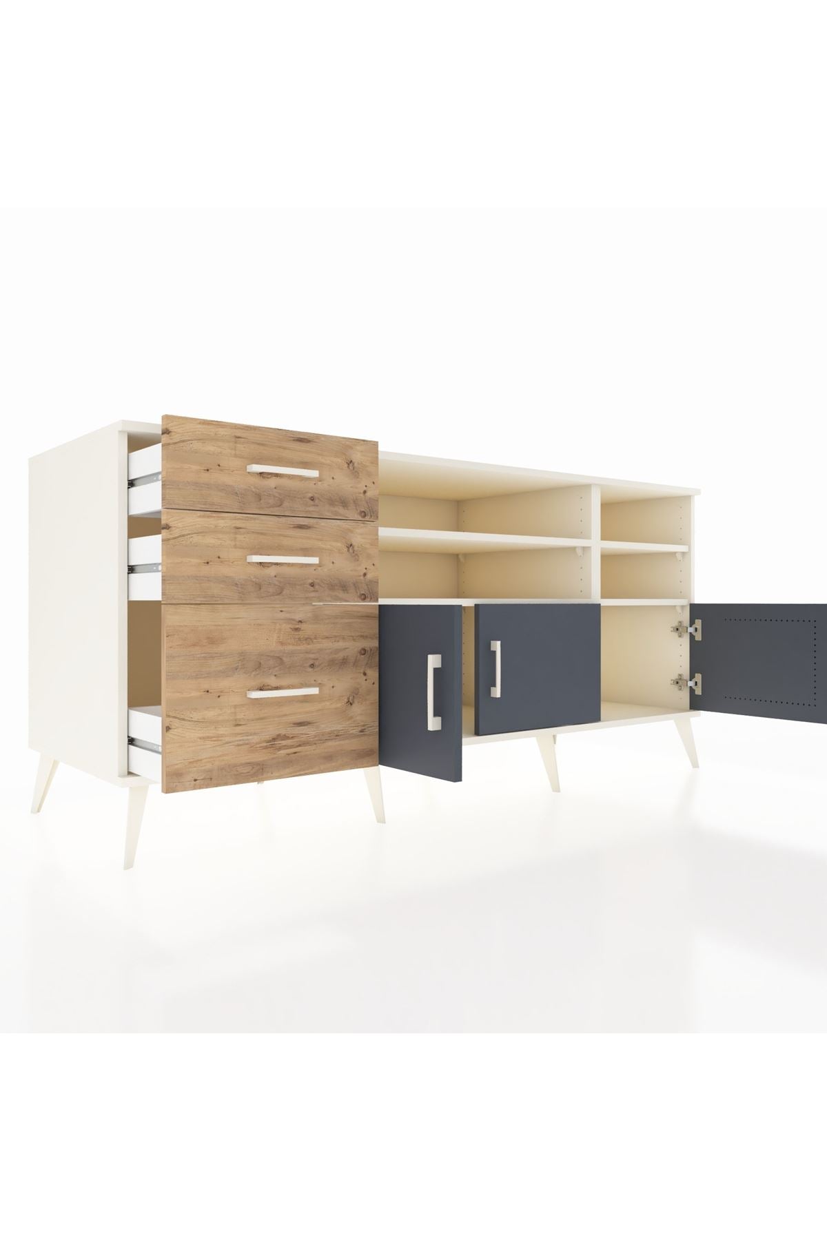 Kronos Konsol 4 Raflı 3 Çekmeceli 3 Kapaklı 176x59x83 - S610M031V09C