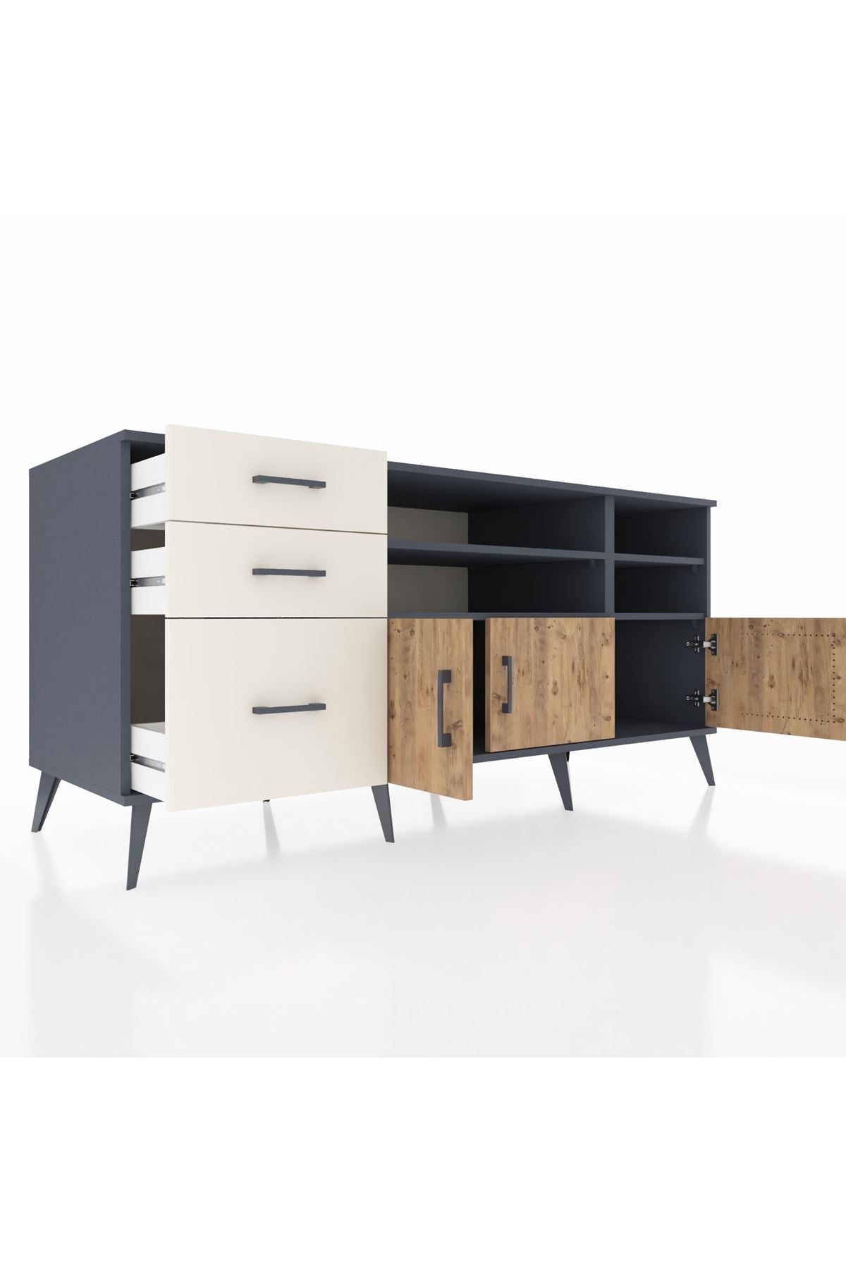 Kronos Konsol 4 Raflı 3 Çekmeceli 3 Kapaklı 176x59x83 - S610M031V10C