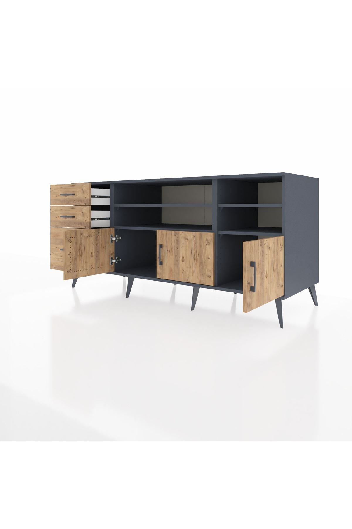 Kronos Konsol 4 Raflı 3 Çekmeceli 3 Kapaklı 176x59x83 - S610M031V12C