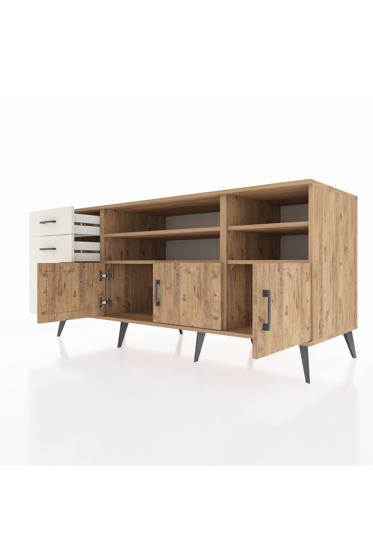 Kronos Konsol 4 Raflı 3 Çekmeceli 3 Kapaklı 176x59x83 - S610M031V19C