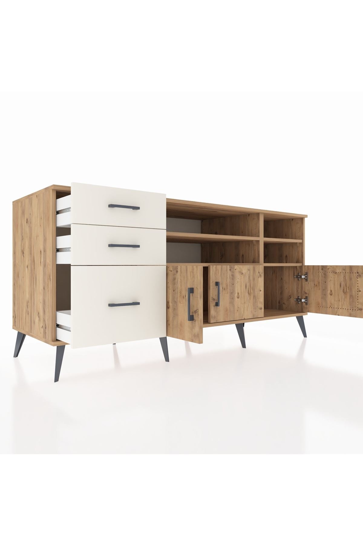 Kronos Konsol 4 Raflı 3 Çekmeceli 3 Kapaklı 176x59x83 - S610M031V19C