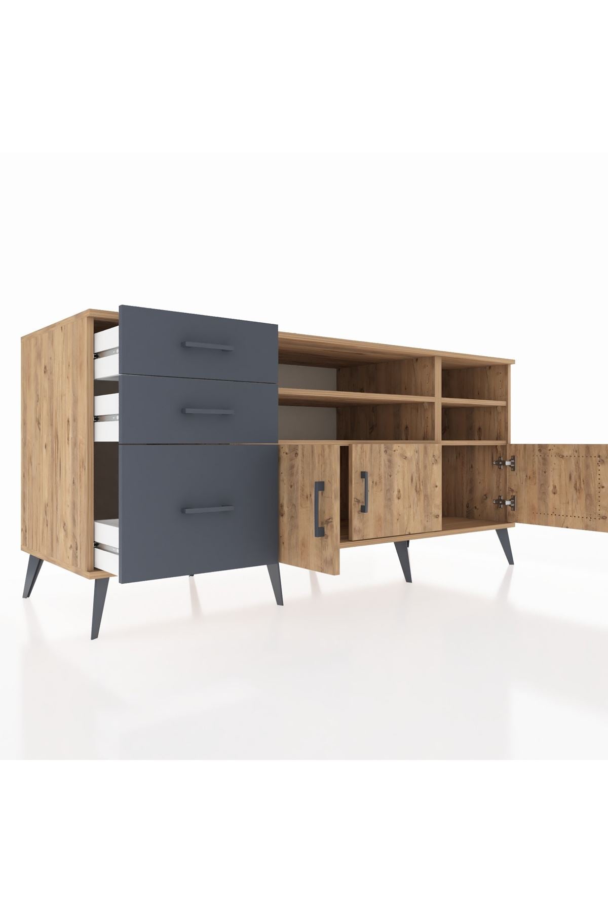 Kronos Konsol 4 Raflı 3 Çekmeceli 3 Kapaklı 176x59x83 - S610M031V20C