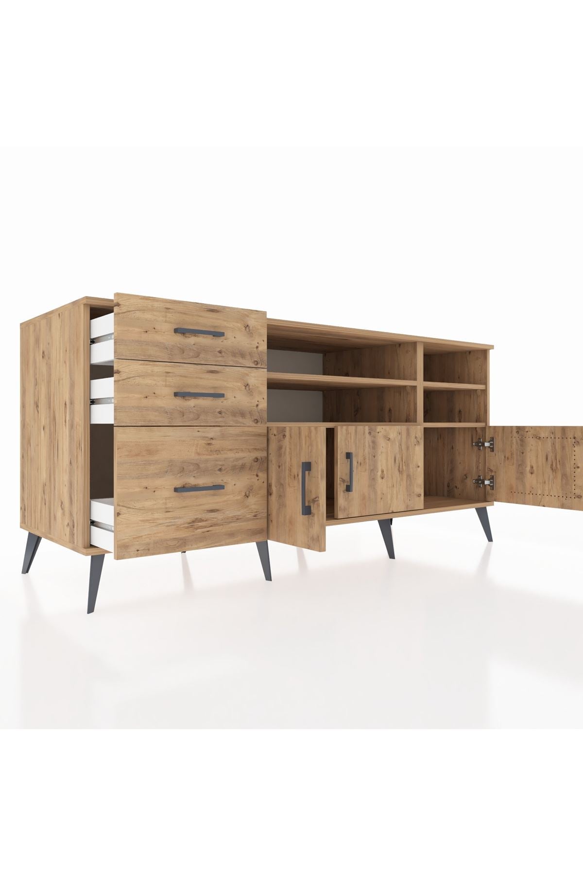 Kronos Konsol 4 Raflı 3 Çekmeceli 3 Kapaklı 176x59x83 - S610M031V21C