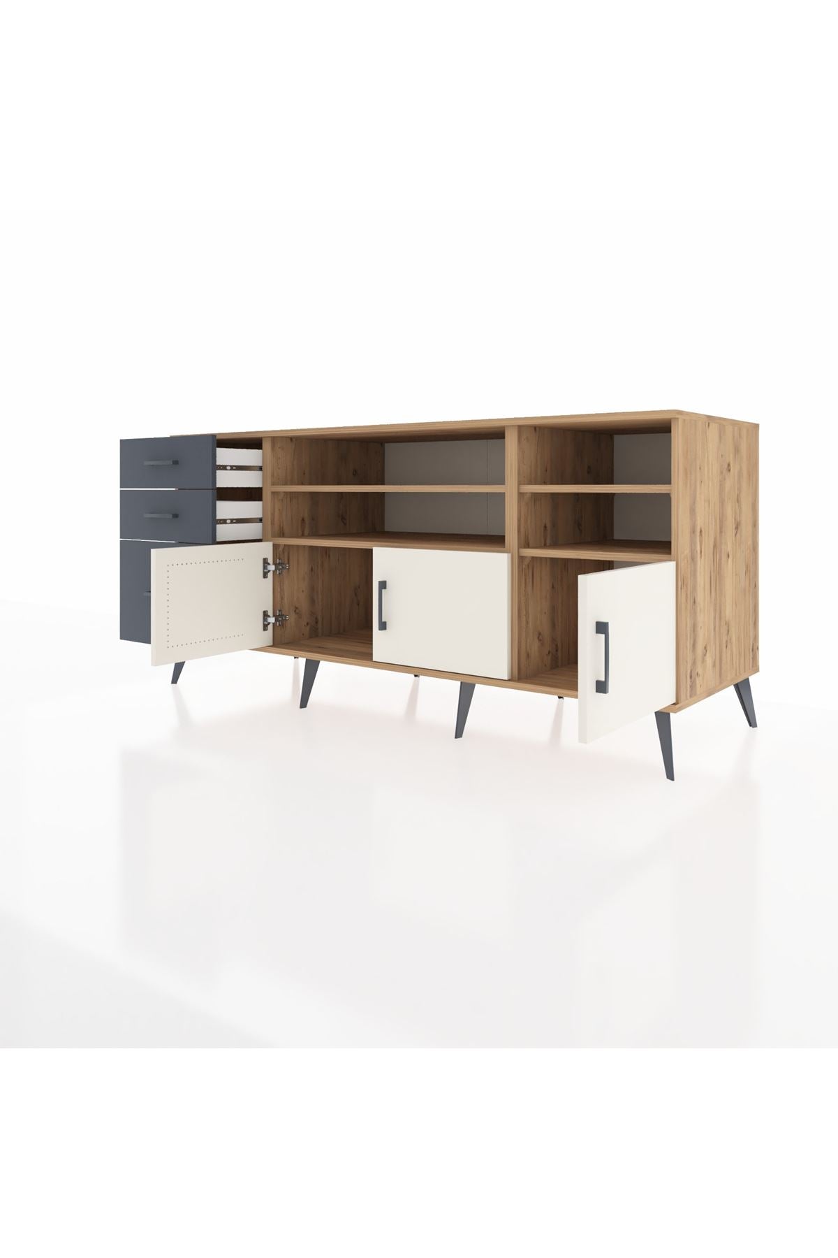 Kronos Konsol 4 Raflı 3 Çekmeceli 3 Kapaklı 176x59x83 - S610M031V23C