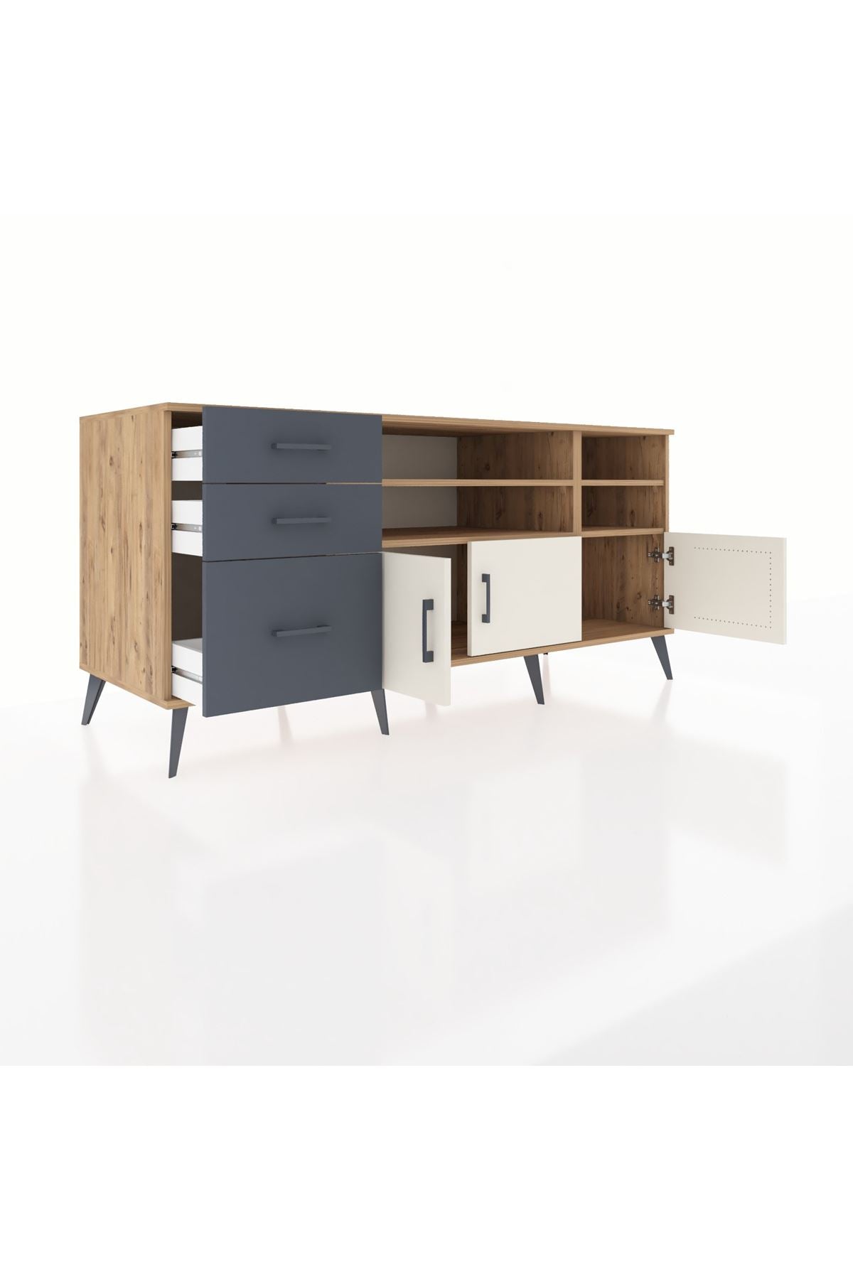 Kronos Konsol 4 Raflı 3 Çekmeceli 3 Kapaklı 176x59x83 - S610M031V23C