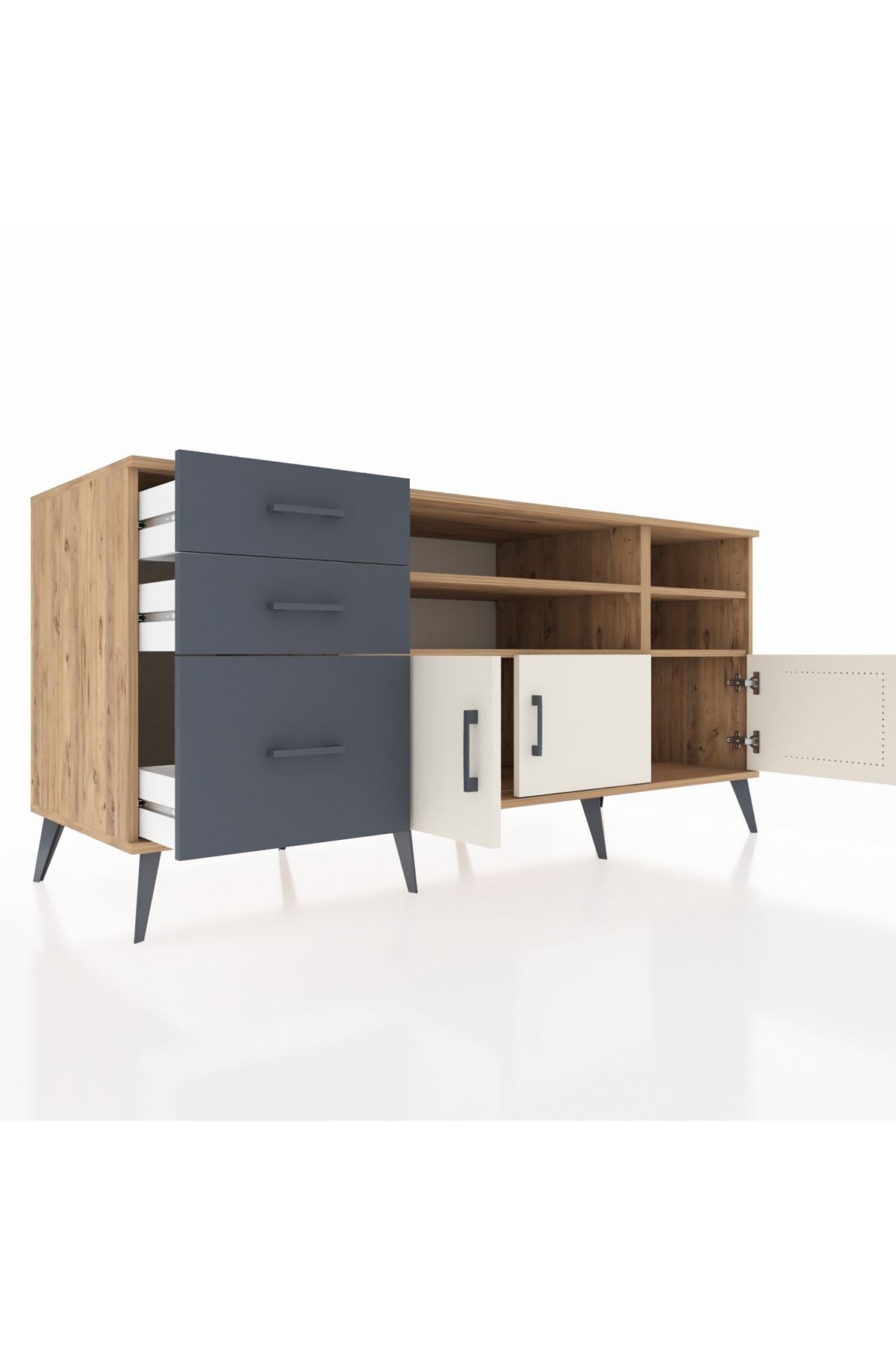 Kronos Konsol 4 Raflı 3 Çekmeceli 3 Kapaklı 176x59x83 - S610M031V23C