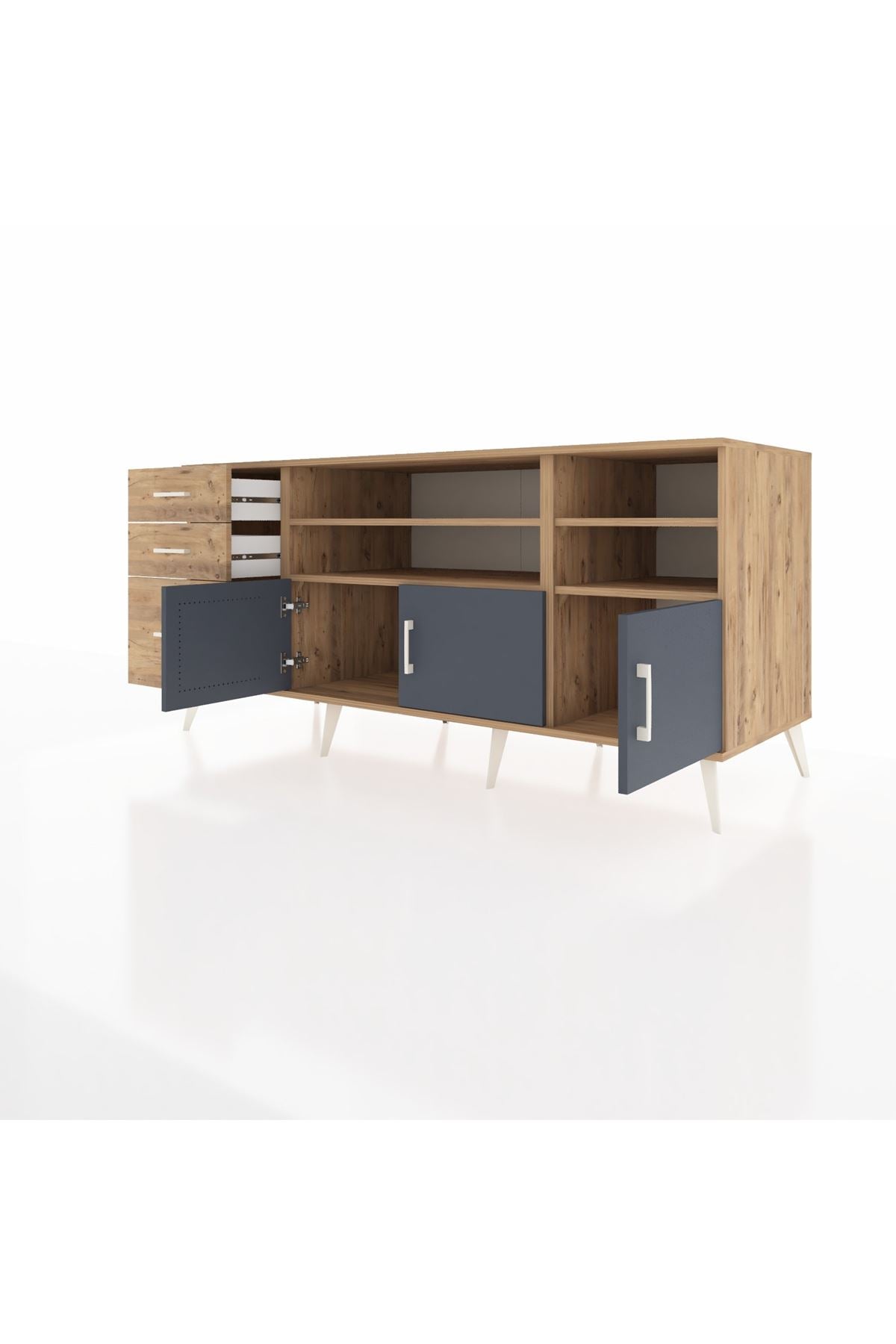 Kronos Konsol 4 Raflı 3 Çekmeceli 3 Kapaklı 176x59x83 - S610M031V27C