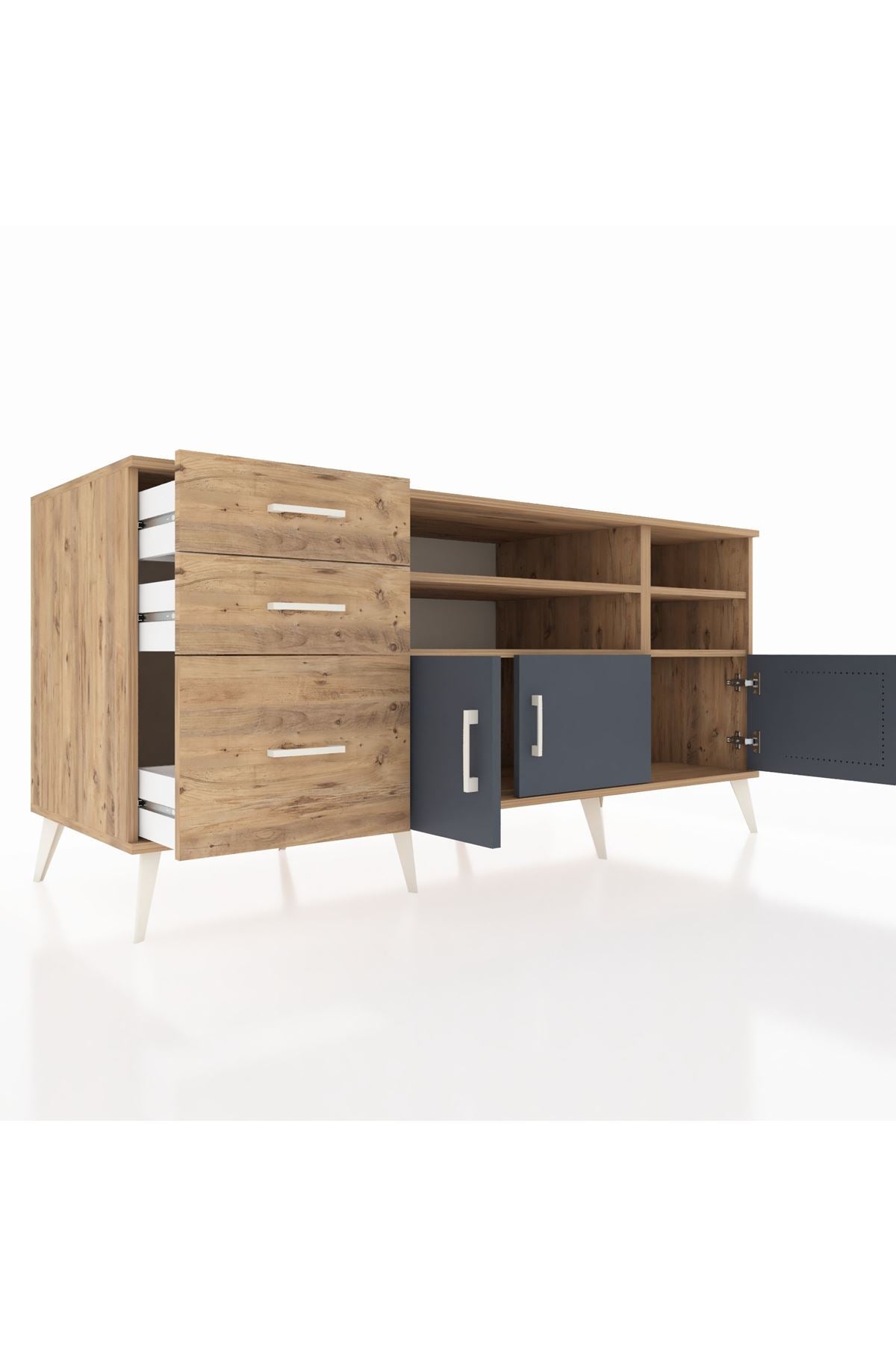 Kronos Konsol 4 Raflı 3 Çekmeceli 3 Kapaklı 176x59x83 - S610M031V27C