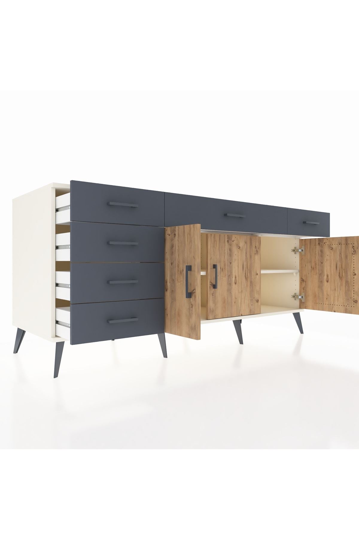 Kronos Konsol 2 Raflı 6 Çekmeceli 3 Kapaklı 176x59x83 - S610M032V02C