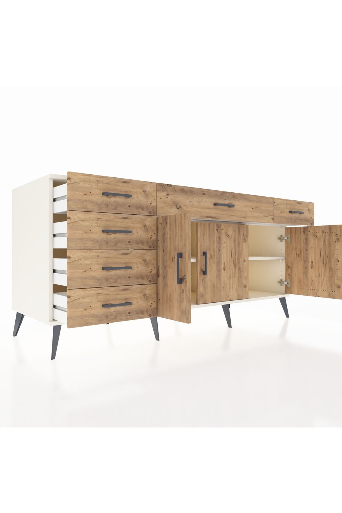 Kronos Konsol 2 Raflı 6 Çekmeceli 3 Kapaklı 176x59x83 - S610M032V03C