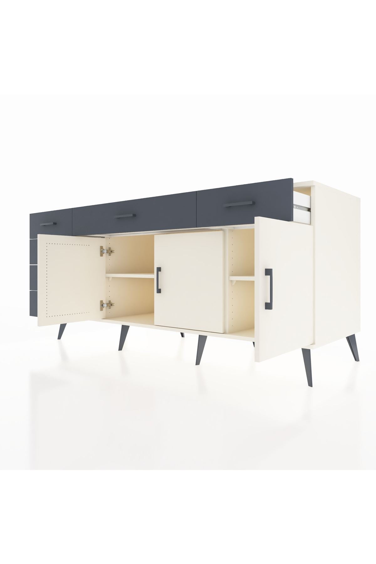 Kronos Konsol 2 Raflı 6 Çekmeceli 3 Kapaklı 176x59x83 - S610M032V05C