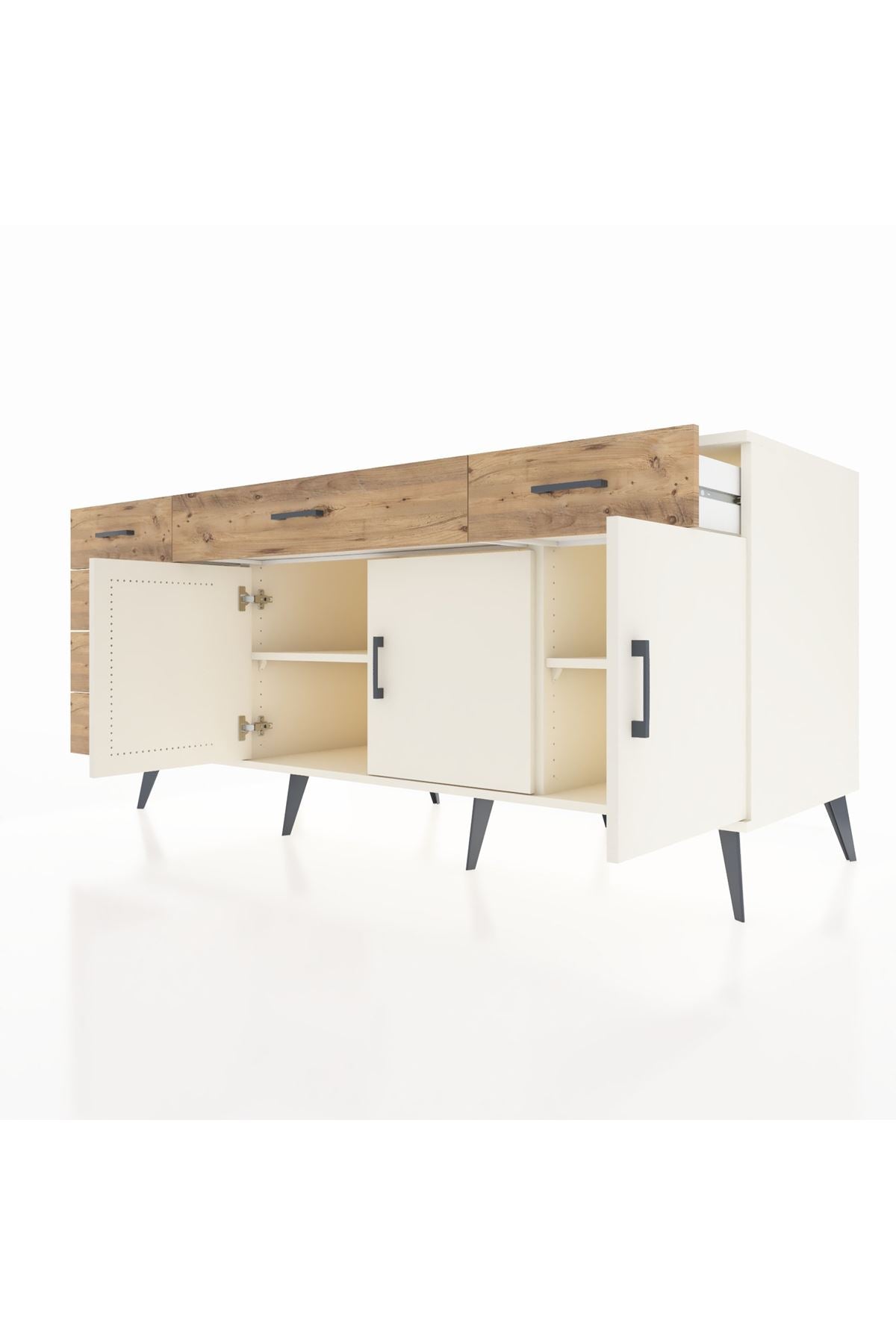 Kronos Konsol 2 Raflı 6 Çekmeceli 3 Kapaklı 176x59x83 - S610M032V06C