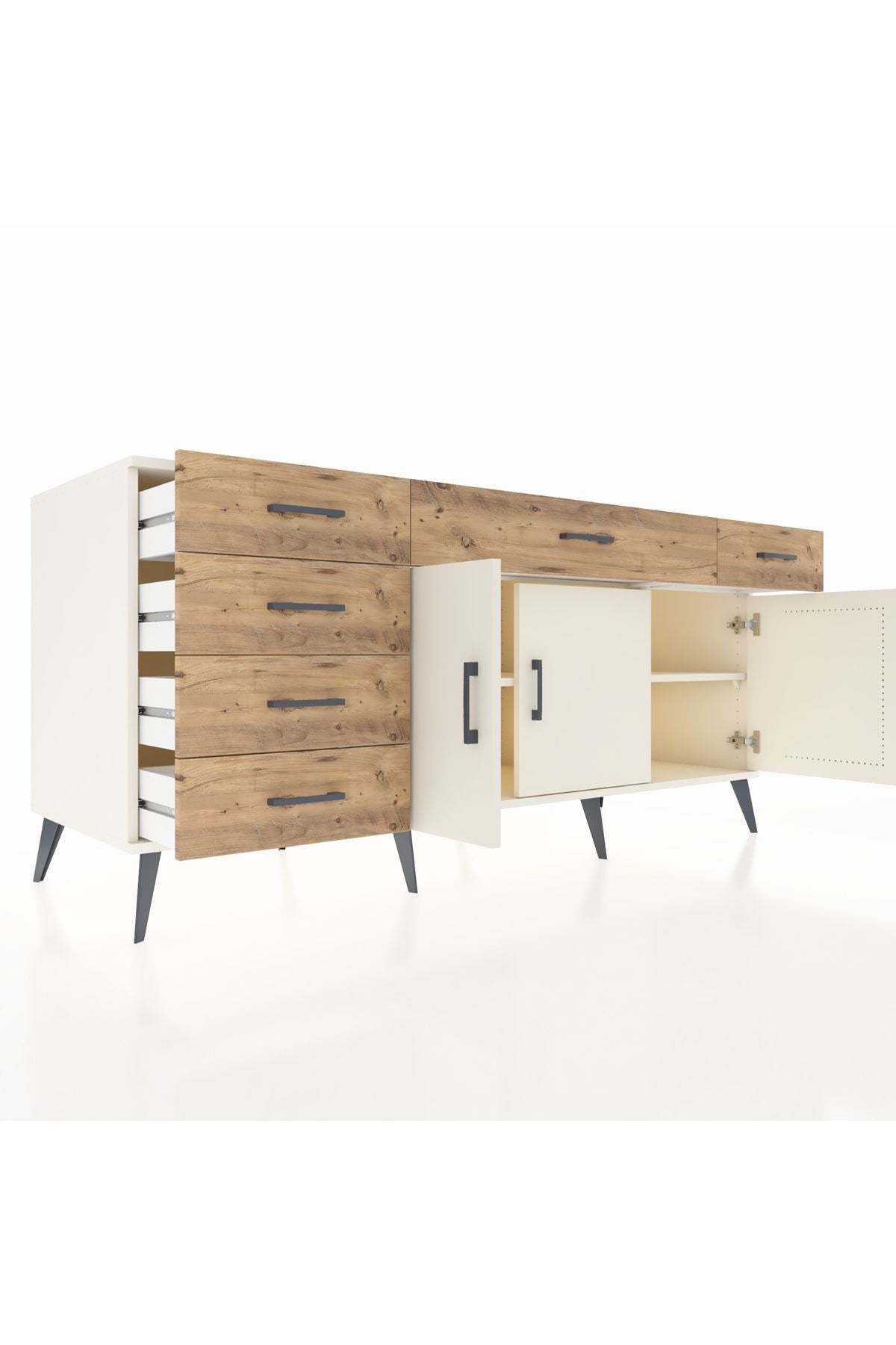 Kronos Konsol 2 Raflı 6 Çekmeceli 3 Kapaklı 176x59x83 - S610M032V06C