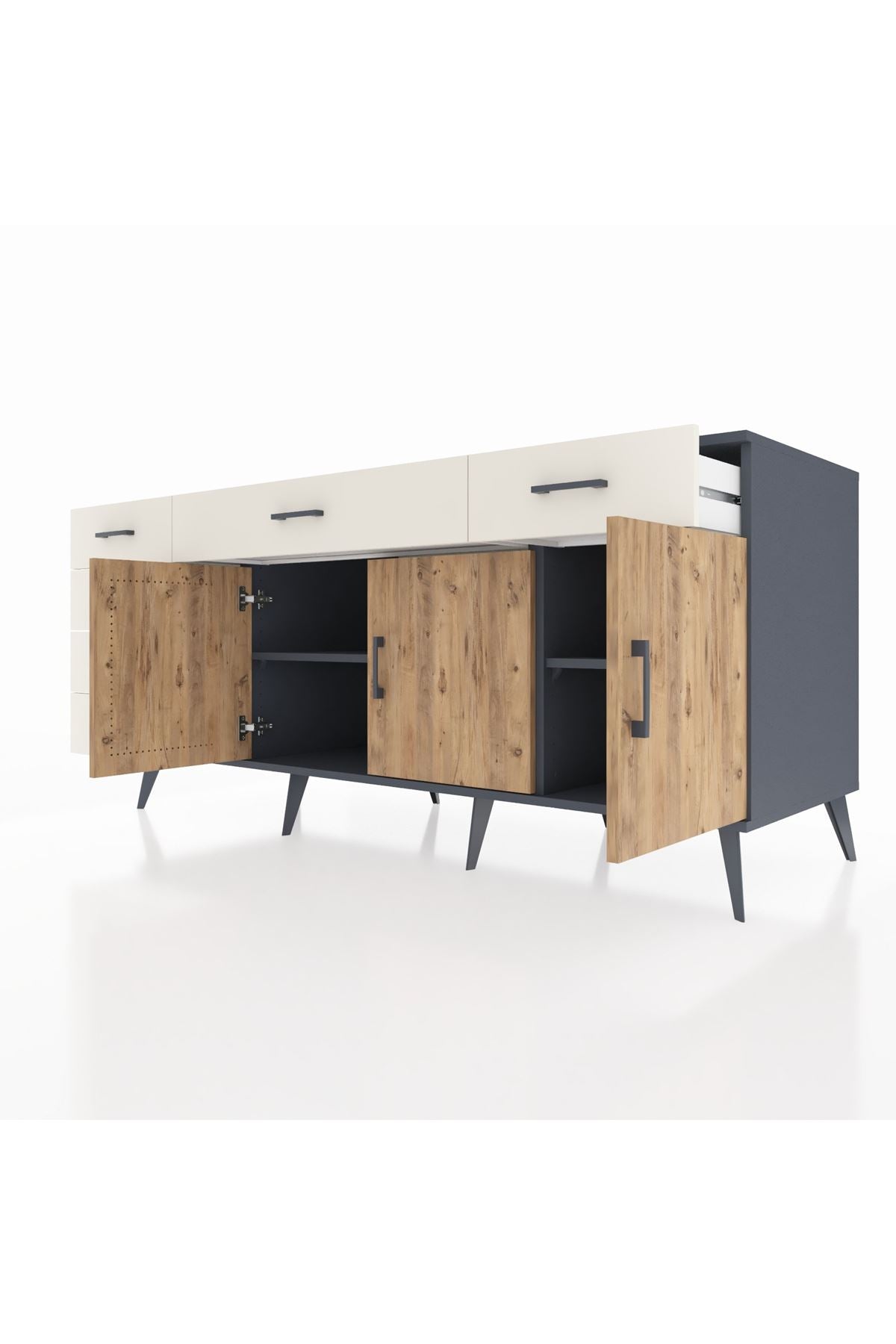 Kronos Konsol 2 Raflı 6 Çekmeceli 3 Kapaklı 176x59x83 - S610M032V10C