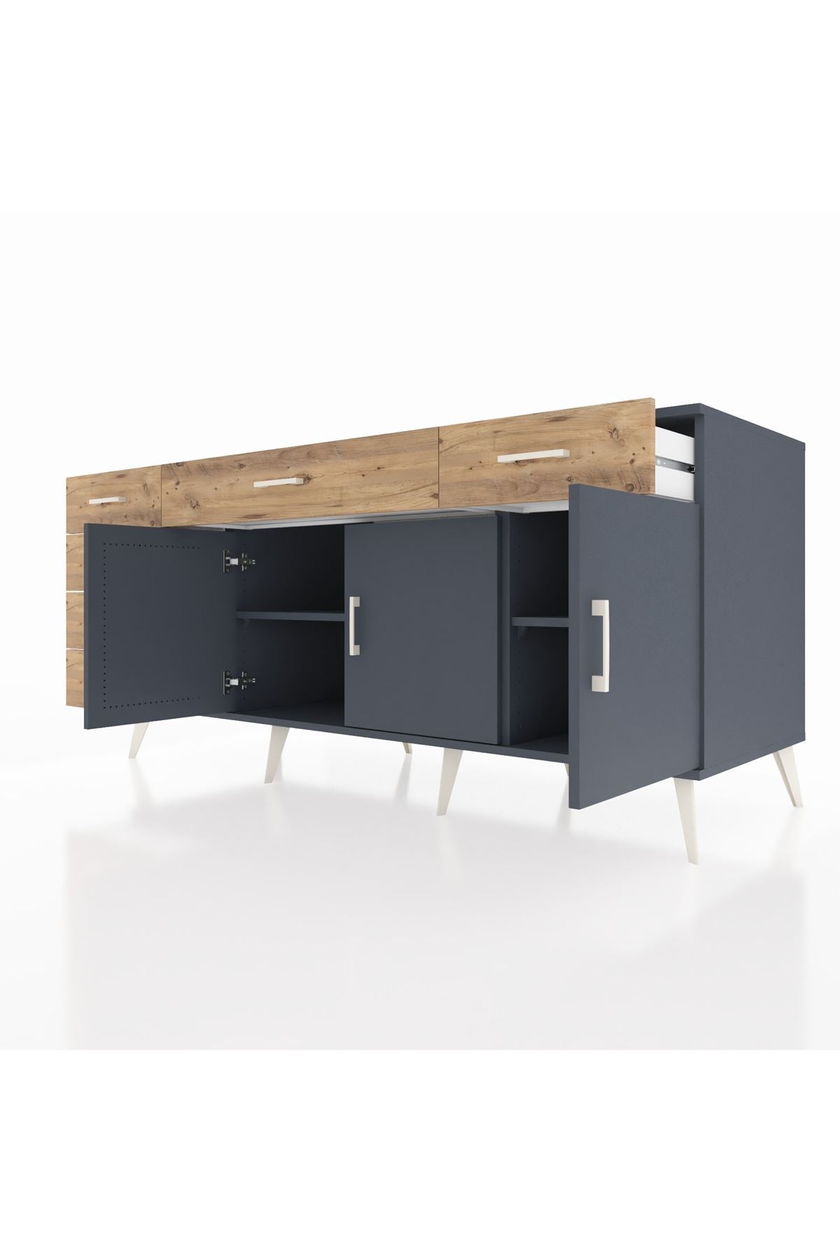 Kronos Konsol 2 Raflı 6 Çekmeceli 3 Kapaklı 176x59x83 - S610M032V18C