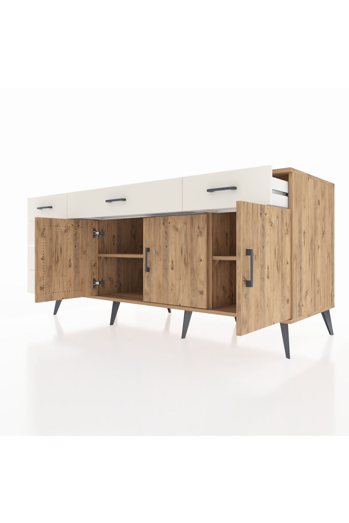 Kronos Konsol 2 Raflı 6 Çekmeceli 3 Kapaklı 176x59x83 - S610M032V19C