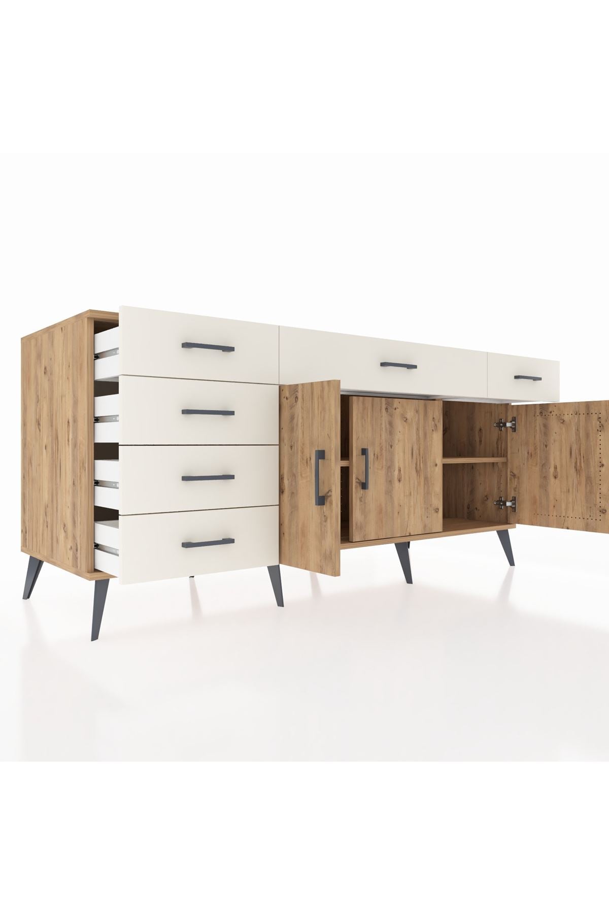 Kronos Konsol 2 Raflı 6 Çekmeceli 3 Kapaklı 176x59x83 - S610M032V19C