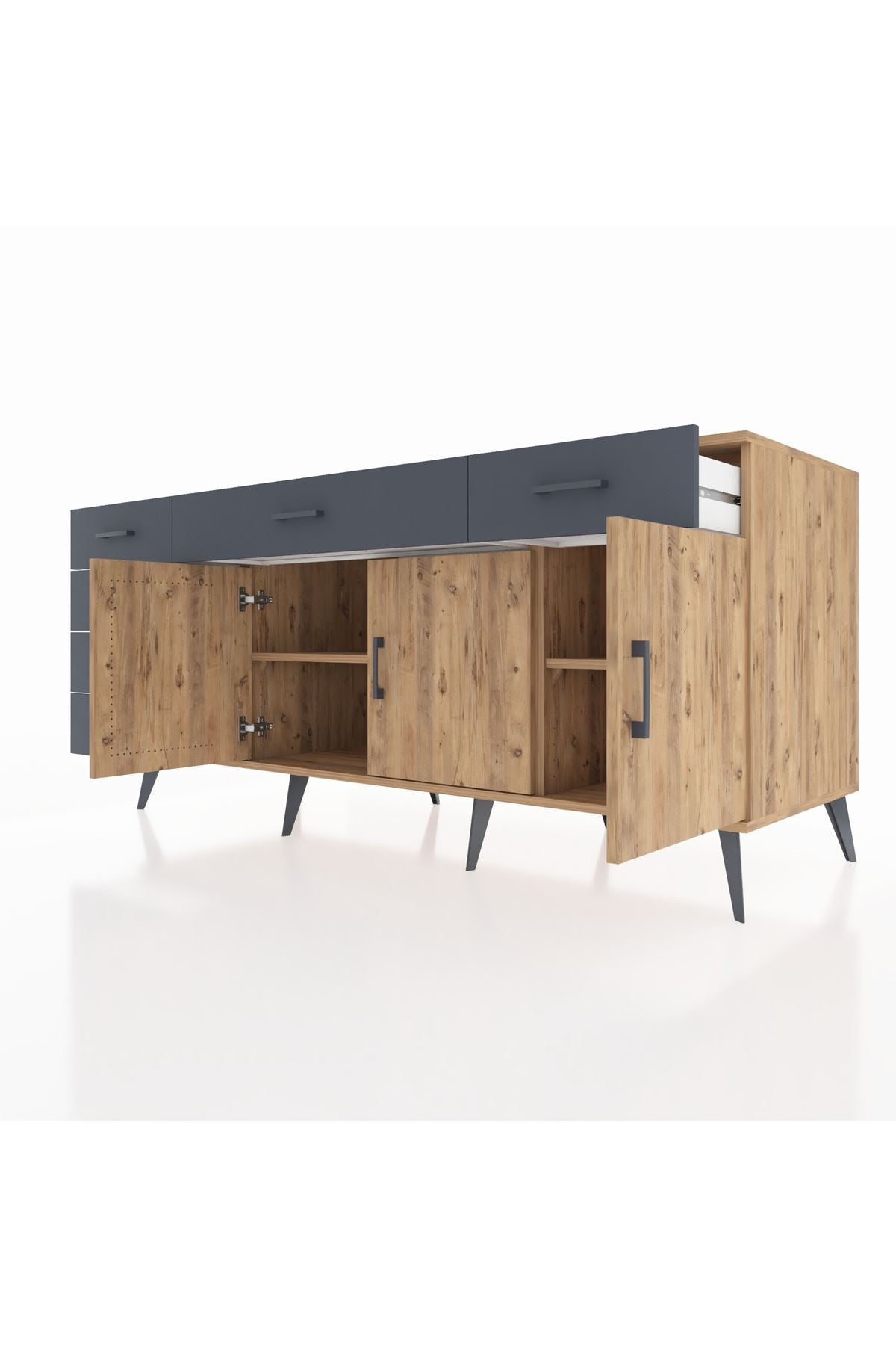 Kronos Konsol 2 Raflı 6 Çekmeceli 3 Kapaklı 176x59x83 - S610M032V20C