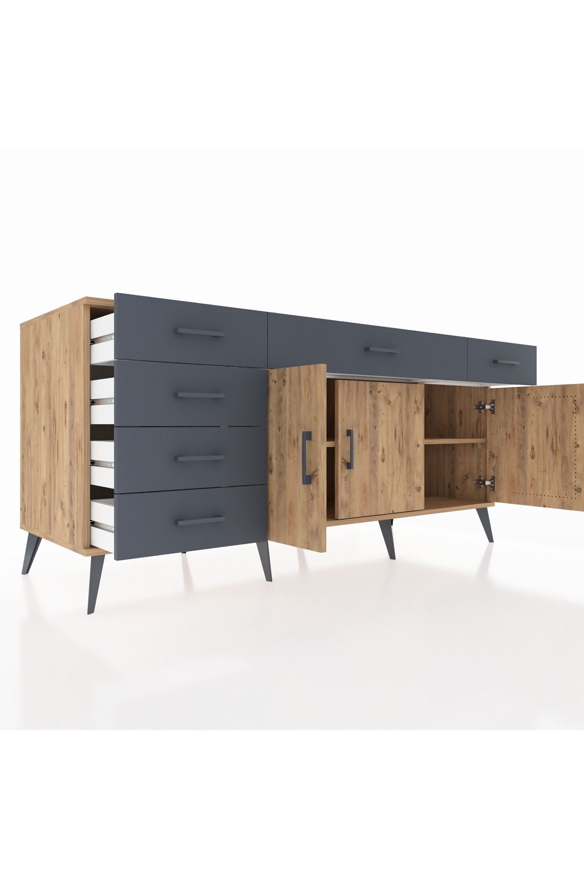 Kronos Konsol 2 Raflı 6 Çekmeceli 3 Kapaklı 176x59x83 - S610M032V20C