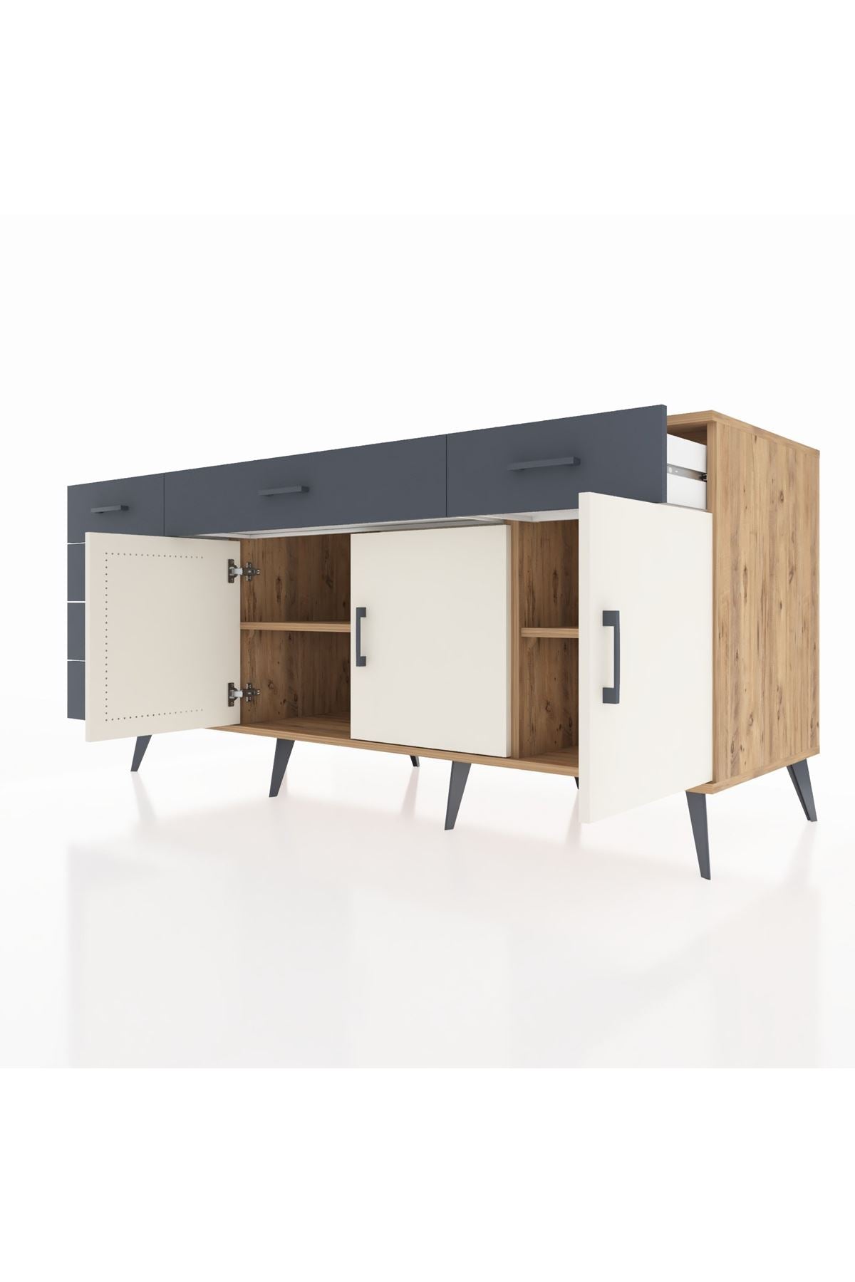 Kronos Konsol 2 Raflı 6 Çekmeceli 3 Kapaklı 176x59x83 - S610M032V23C