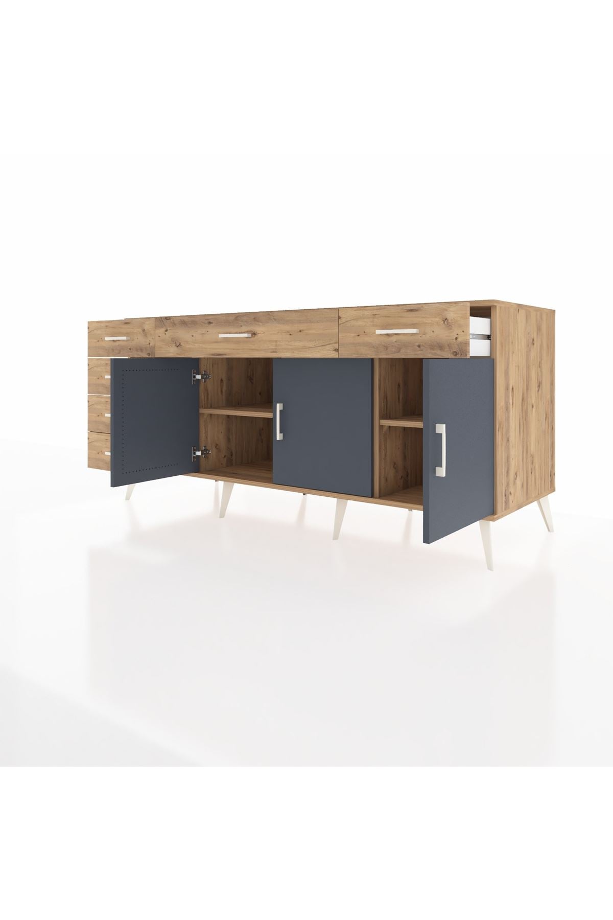 Kronos Konsol 2 Raflı 6 Çekmeceli 3 Kapaklı 176x59x83 - S610M032V27C