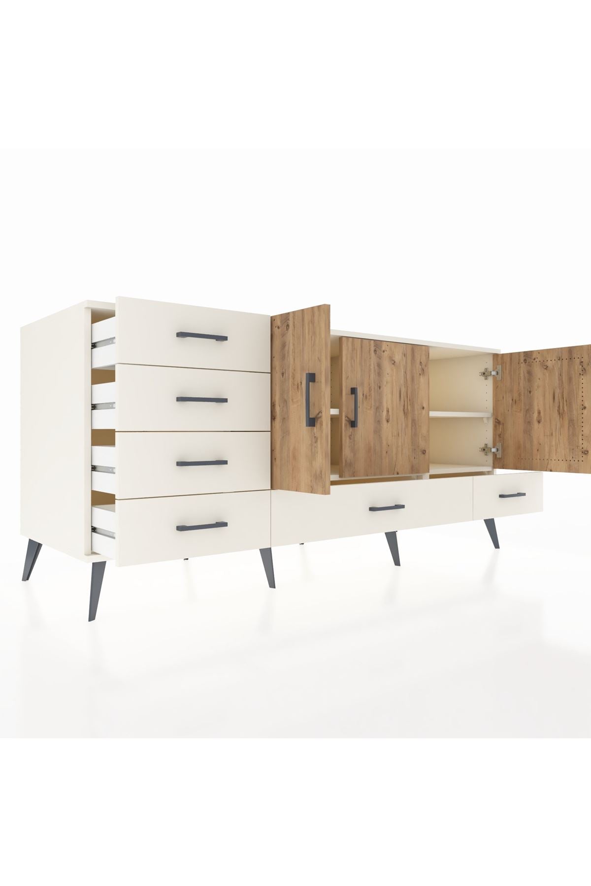 Kronos Konsol 4 Raflı 6 Çekmeceli 3 Kapaklı 176x59x83 - S610M033V01C