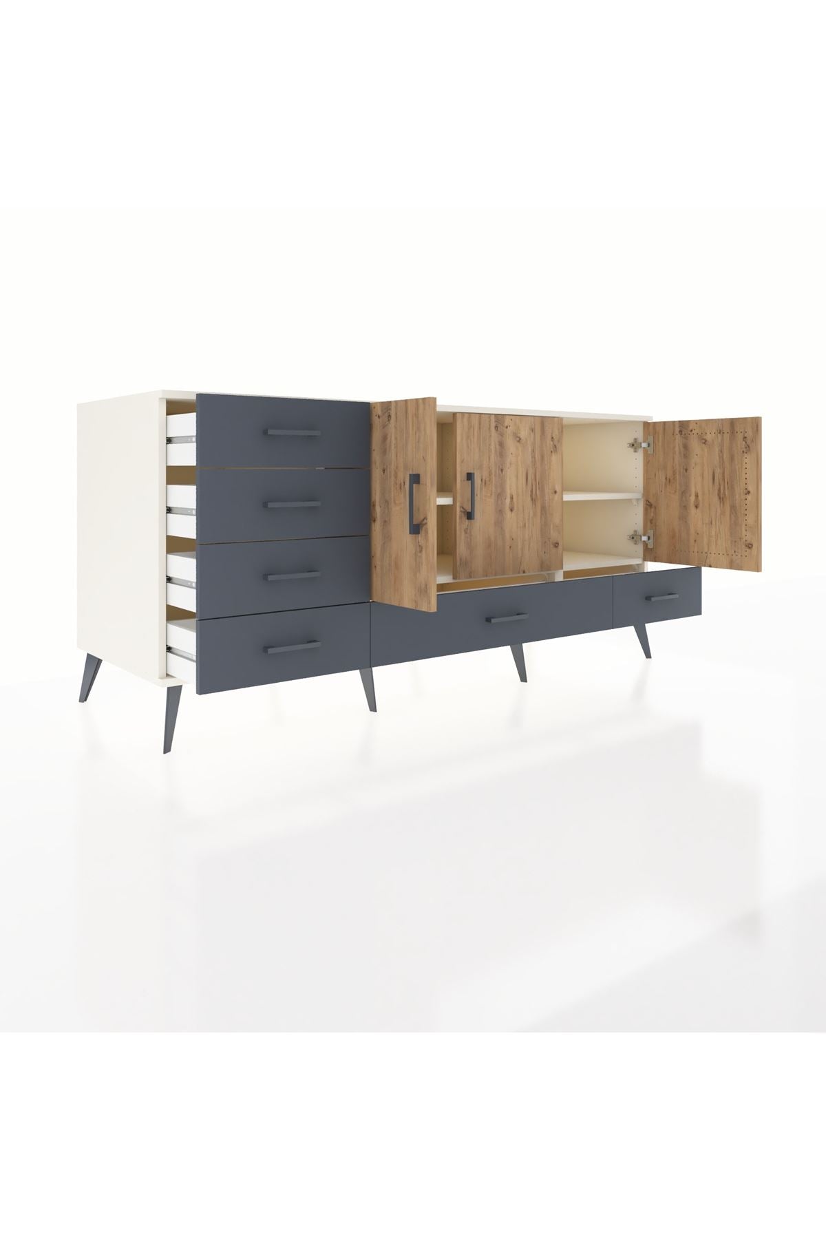 Kronos Konsol 4 Raflı 6 Çekmeceli 3 Kapaklı 176x59x83 - S610M033V02C