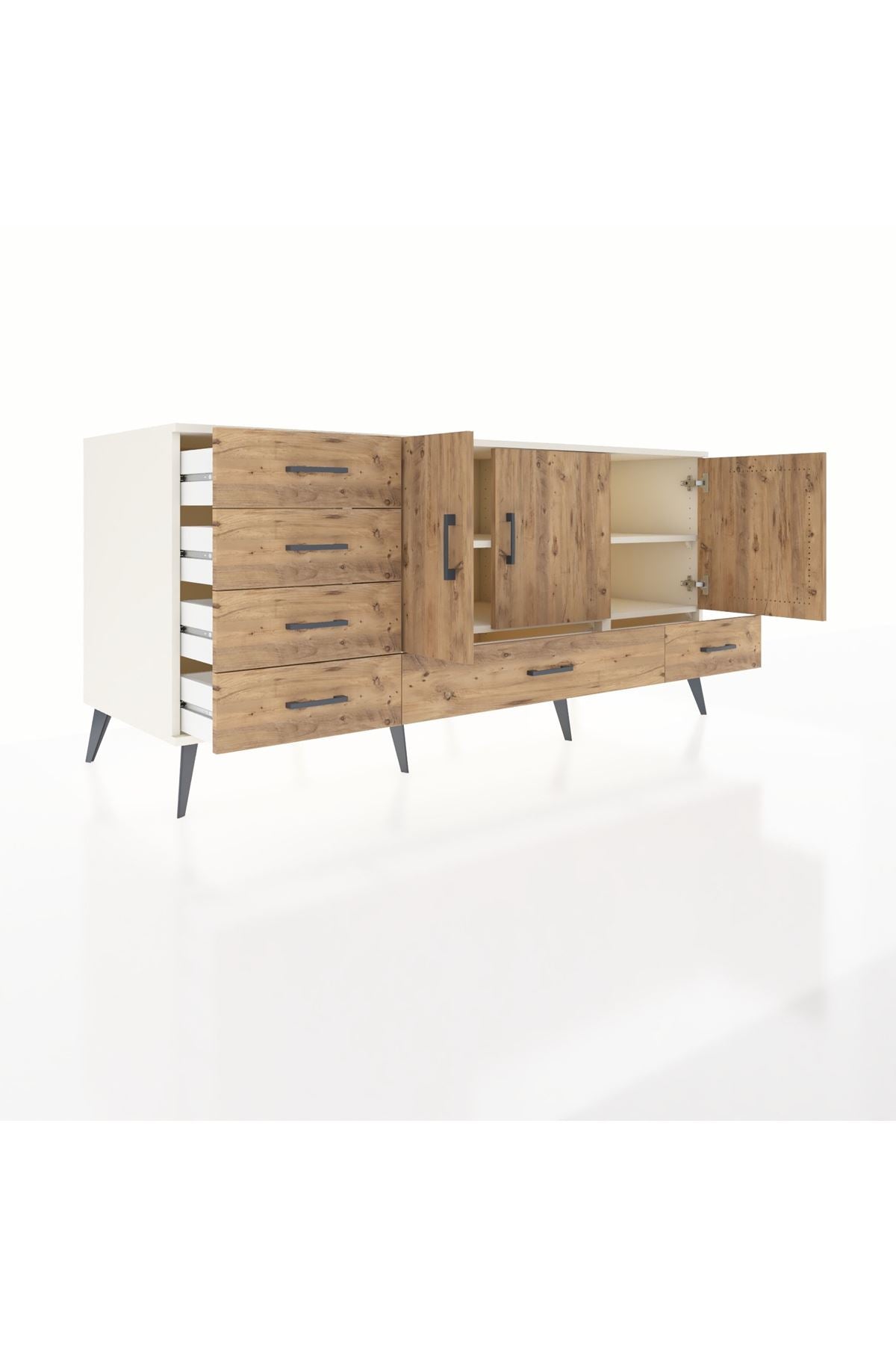 Kronos Konsol 4 Raflı 6 Çekmeceli 3 Kapaklı 176x59x83 - S610M033V03C