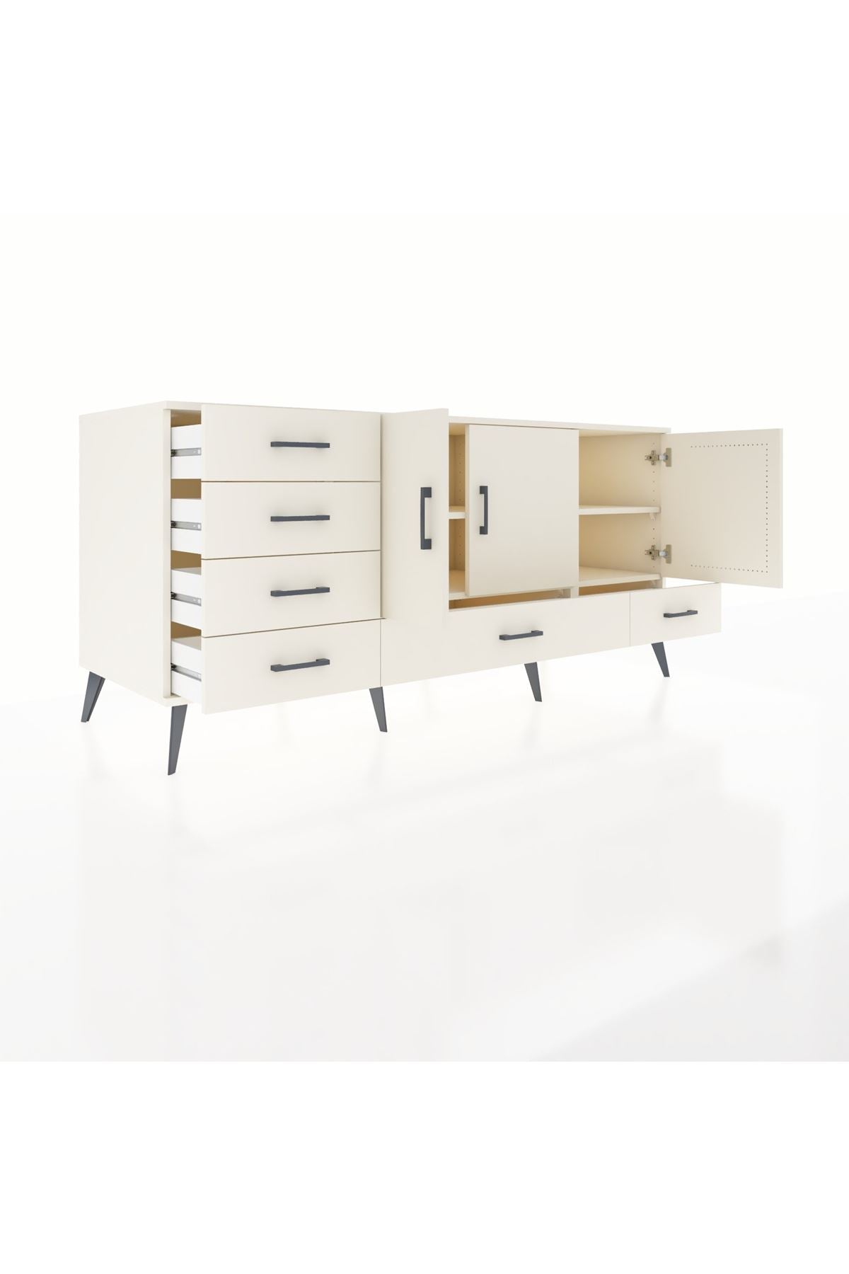 Kronos Konsol 4 Raflı 6 Çekmeceli 3 Kapaklı 176x59x83 - S610M033V04C