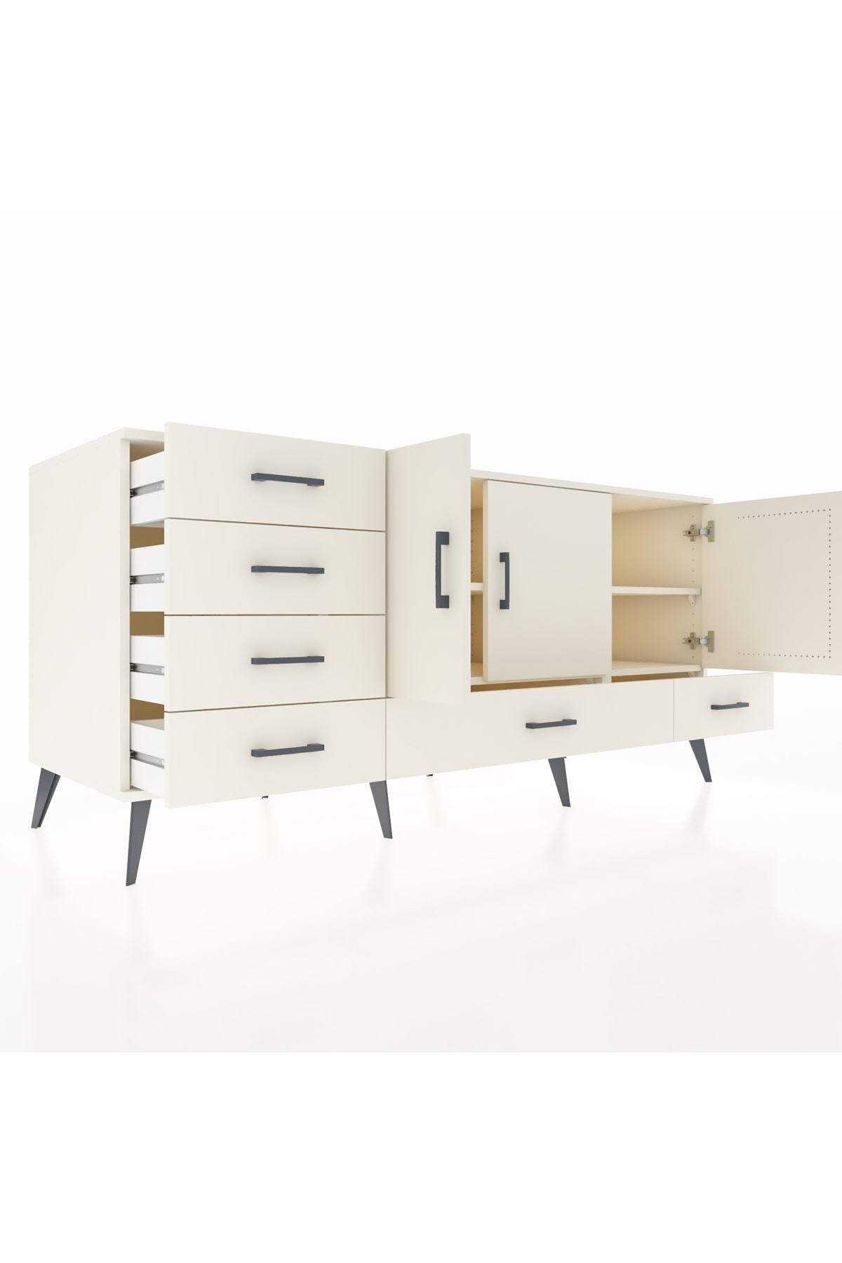 Kronos Konsol 4 Raflı 6 Çekmeceli 3 Kapaklı 176x59x83 - S610M033V04C