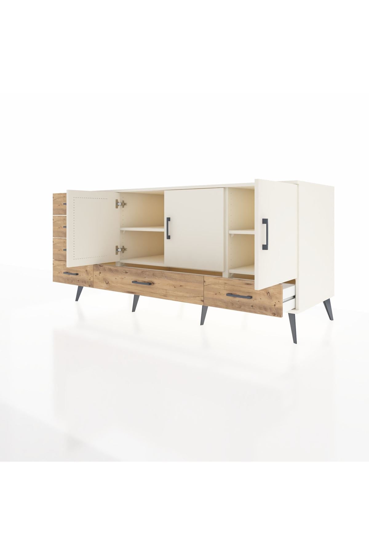 Kronos Konsol 4 Raflı 6 Çekmeceli 3 Kapaklı 176x59x83 - S610M033V06C