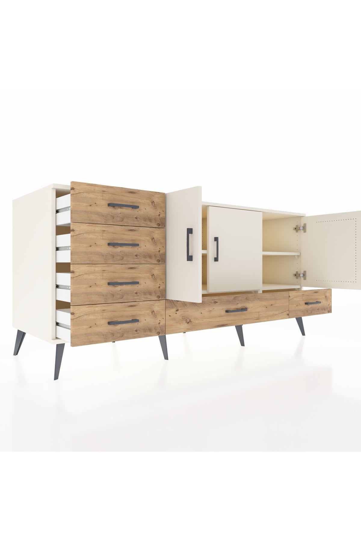 Kronos Konsol 4 Raflı 6 Çekmeceli 3 Kapaklı 176x59x83 - S610M033V06C