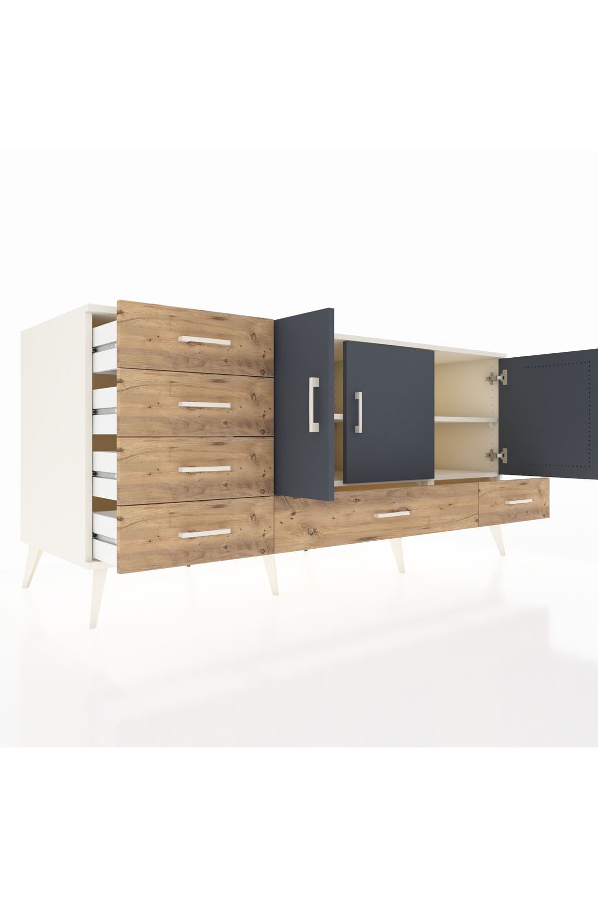 Kronos Konsol 4 Raflı 6 Çekmeceli 3 Kapaklı 176x59x83 - S610M033V09C