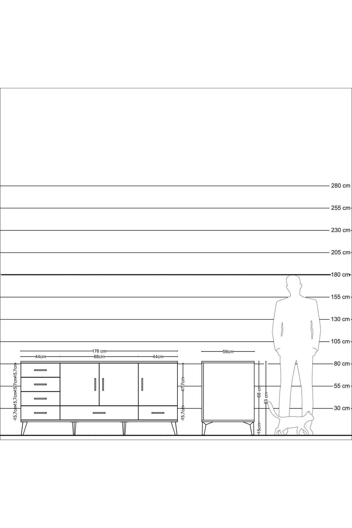 Kronos Konsol 4 Raflı 6 Çekmeceli 3 Kapaklı 176x59x83 - S610M033V10C