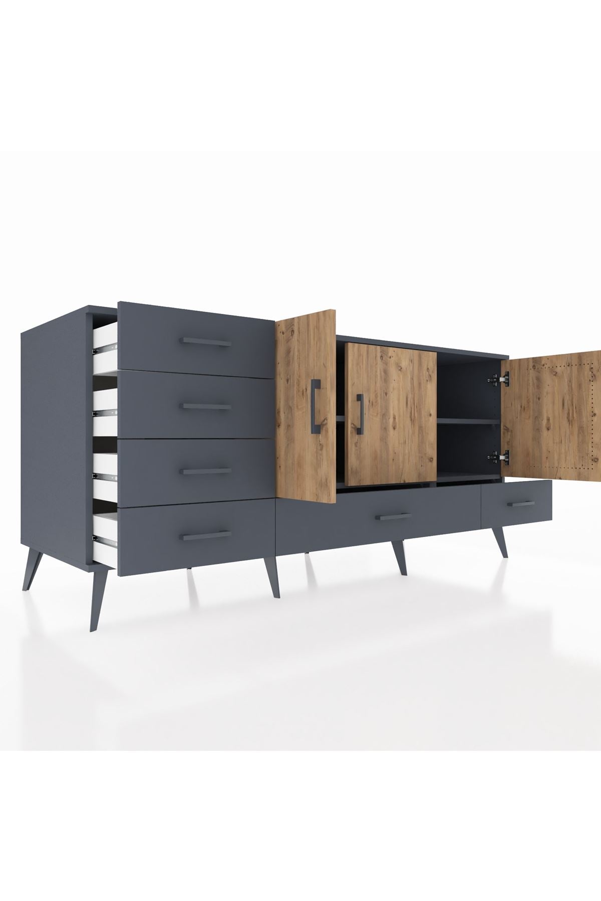 Kronos Konsol 4 Raflı 6 Çekmeceli 3 Kapaklı 176x59x83 - S610M033V11C