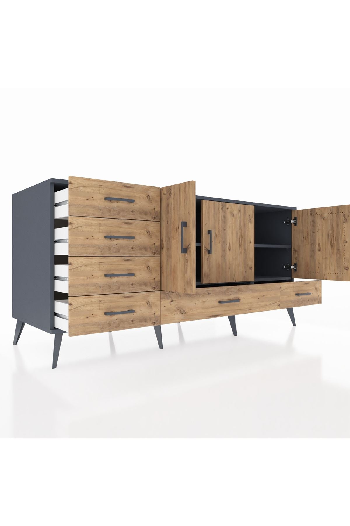 Kronos Konsol 4 Raflı 6 Çekmeceli 3 Kapaklı 176x59x83 - S610M033V12C