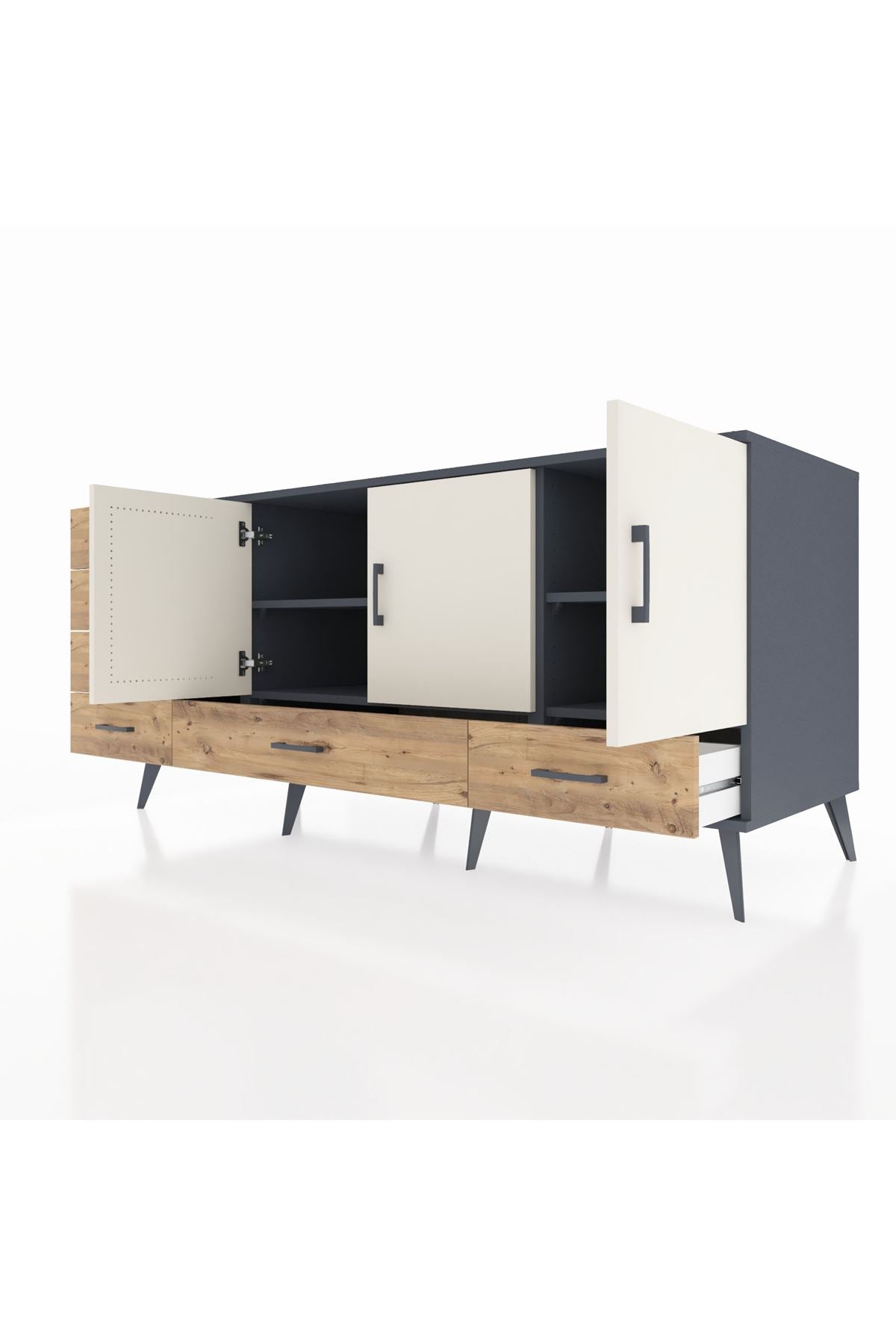 Kronos Konsol 4 Raflı 6 Çekmeceli 3 Kapaklı 176x59x83 - S610M033V15C