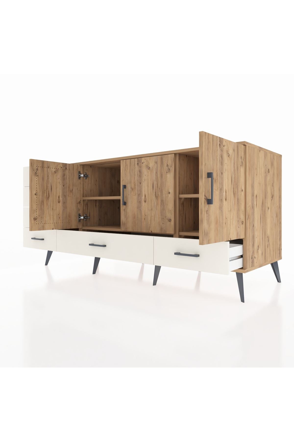 Kronos Konsol 4 Raflı 6 Çekmeceli 3 Kapaklı 176x59x83 - S610M033V19C