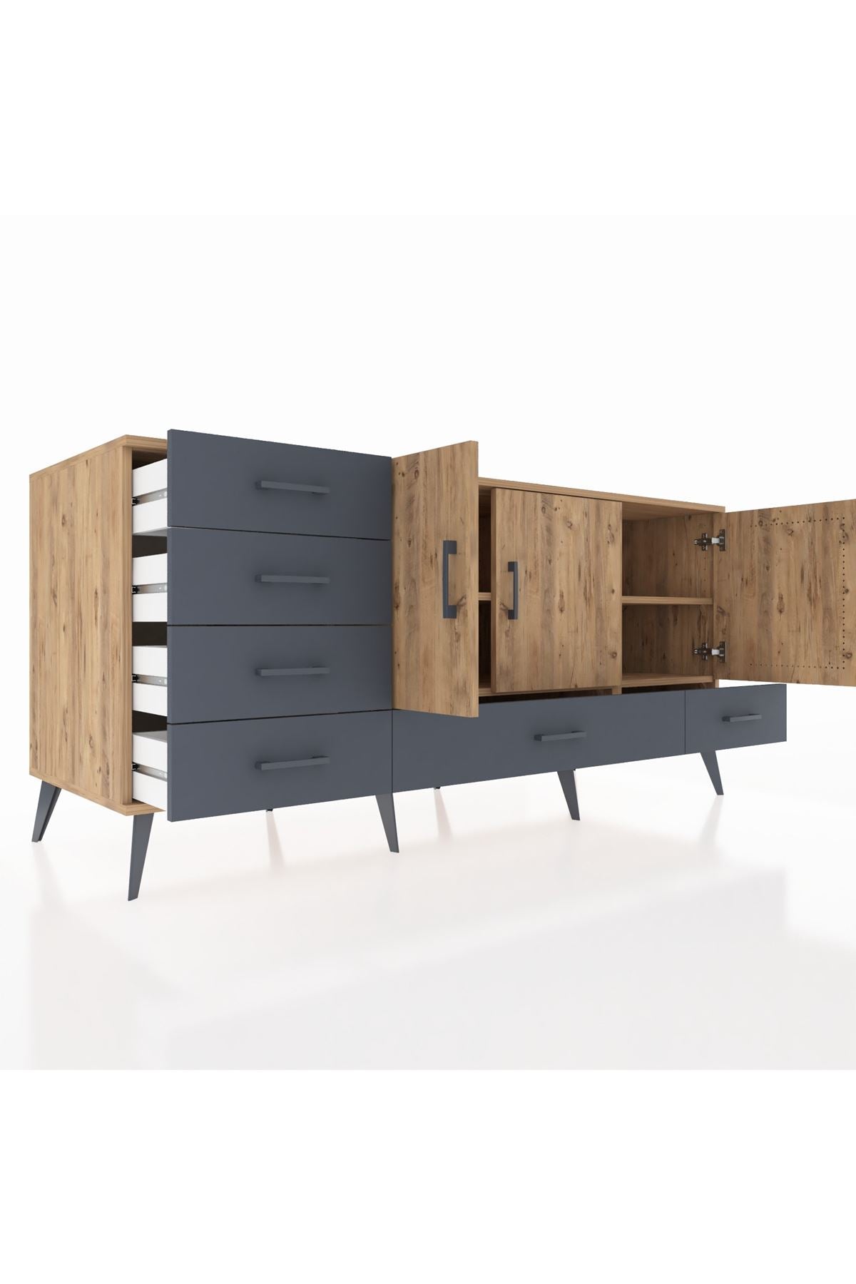 Kronos Konsol 4 Raflı 6 Çekmeceli 3 Kapaklı 176x59x83 - S610M033V20C