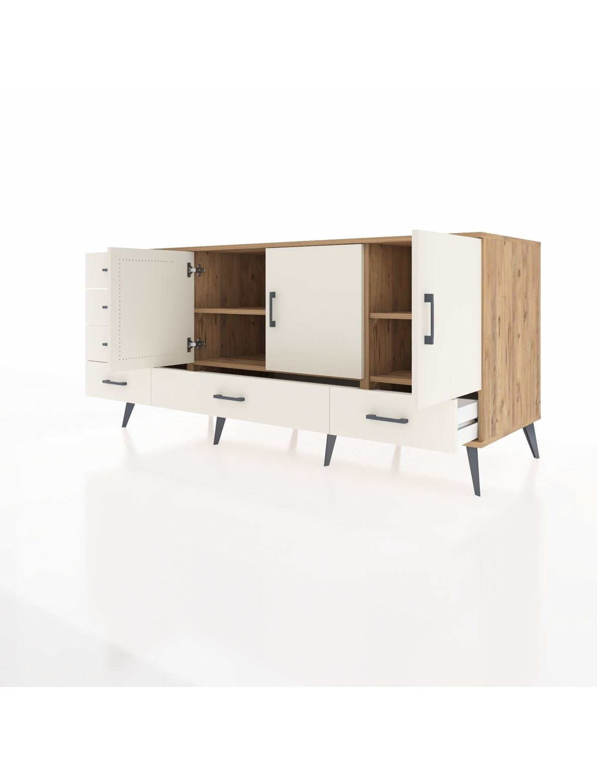 Kronos Konsol 4 Raflı 6 Çekmeceli 3 Kapaklı 176x59x83 - S610M033V22C