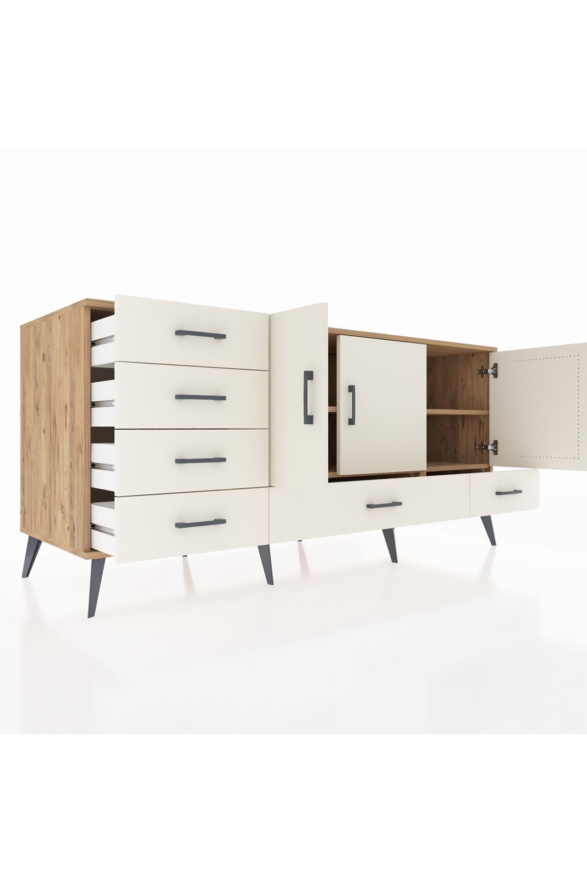 Kronos Konsol 4 Raflı 6 Çekmeceli 3 Kapaklı 176x59x83 - S610M033V22C