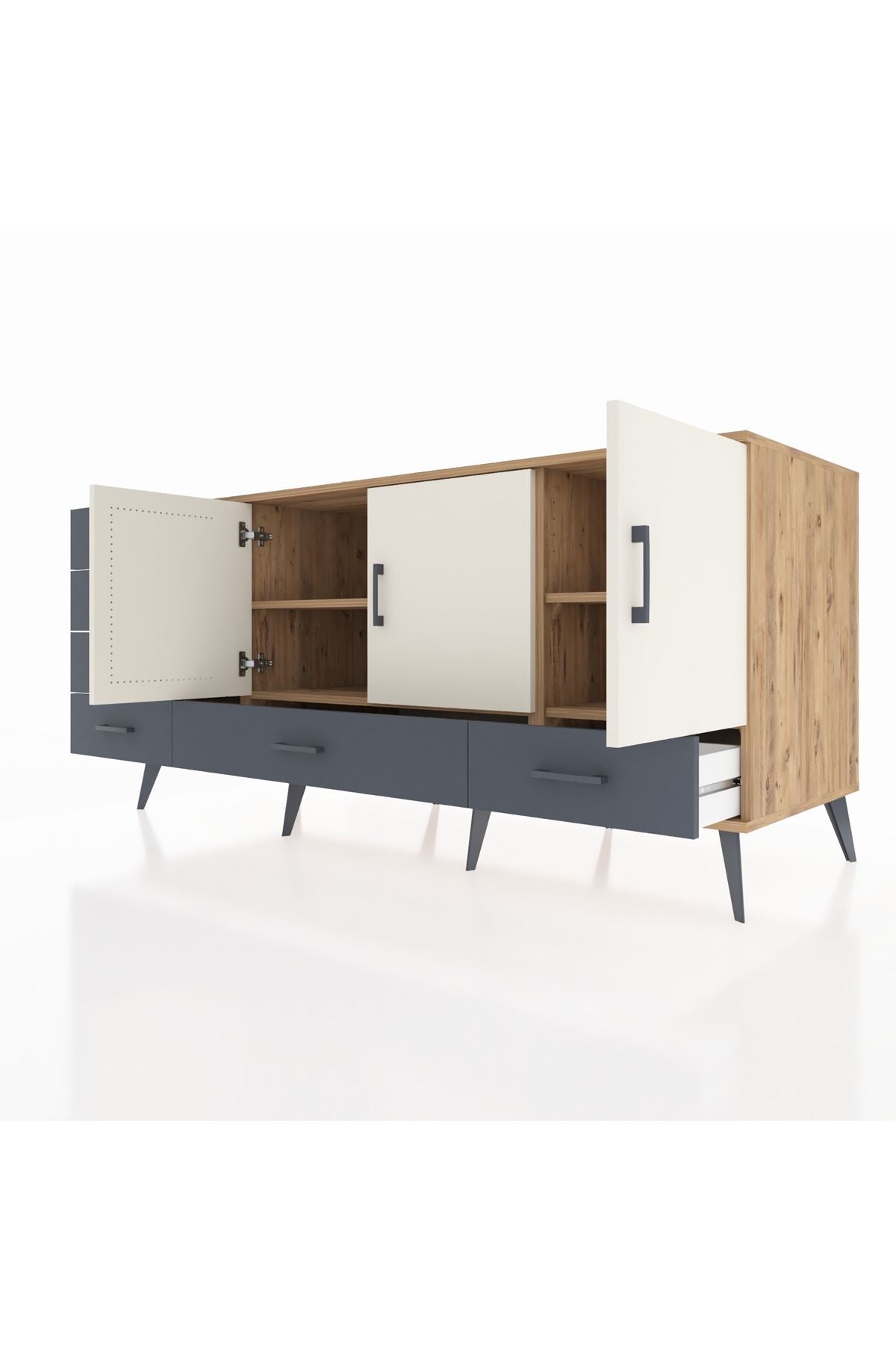 Kronos Konsol 4 Raflı 6 Çekmeceli 3 Kapaklı 176x59x83 - S610M033V23C