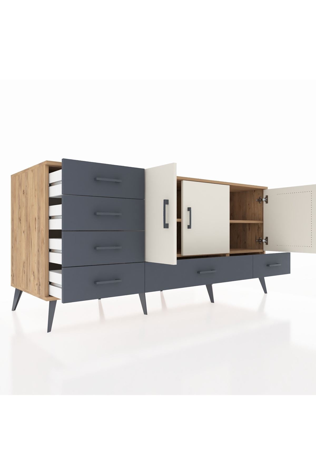 Kronos Konsol 4 Raflı 6 Çekmeceli 3 Kapaklı 176x59x83 - S610M033V23C